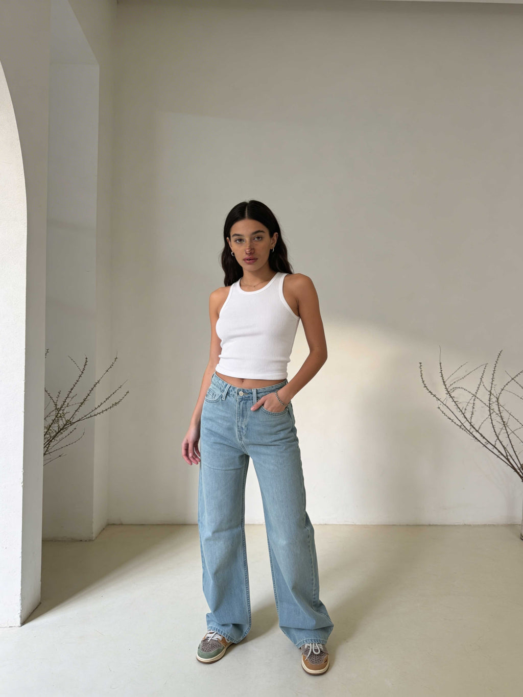 Wide leg High waist Light vintage blue jeans Wide Leg CIZARO - Cizaro Jeans