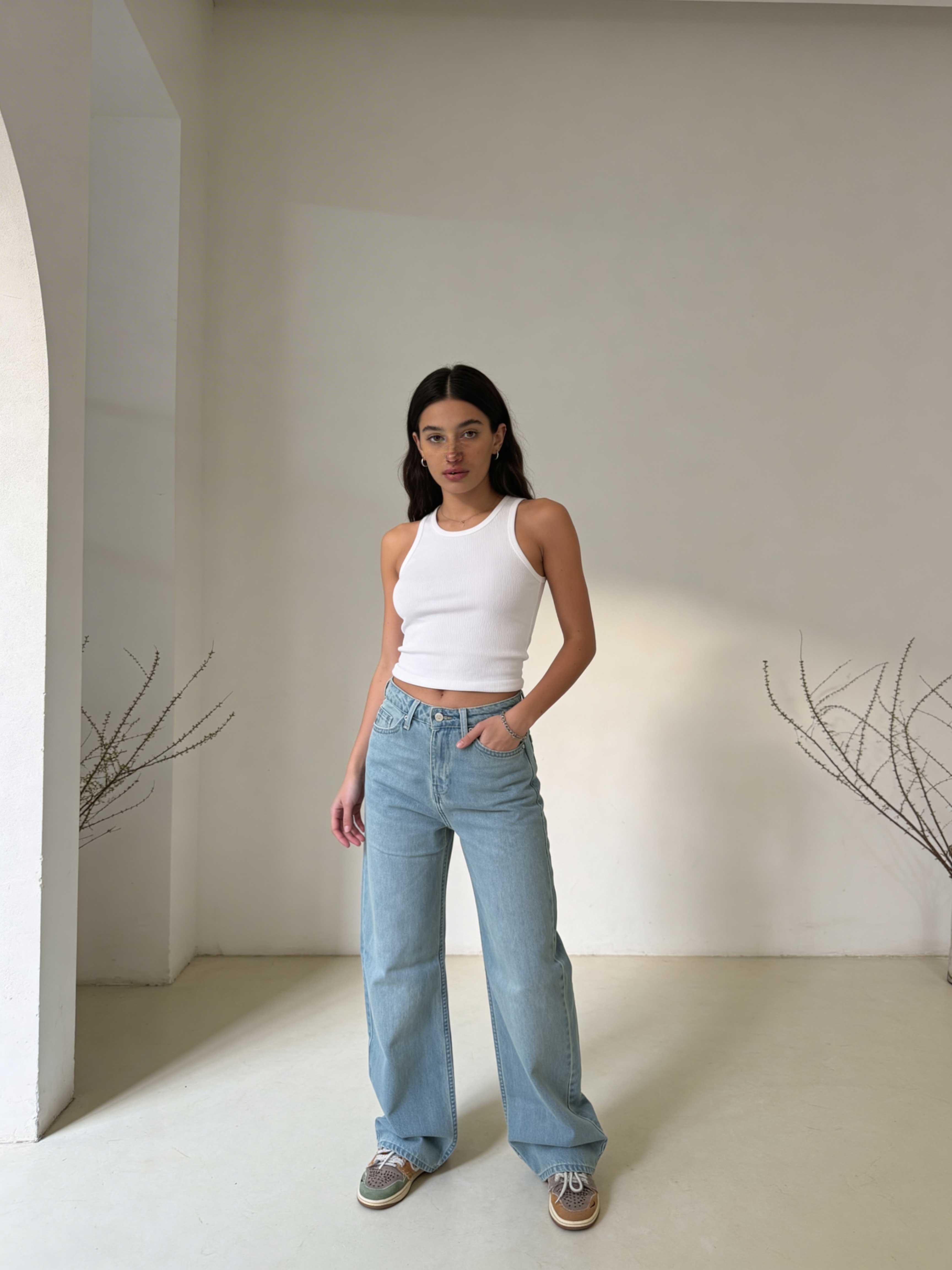 Wide leg High waist Light vintage blue jeans Wide Leg CIZARO - Cizaro Jeans