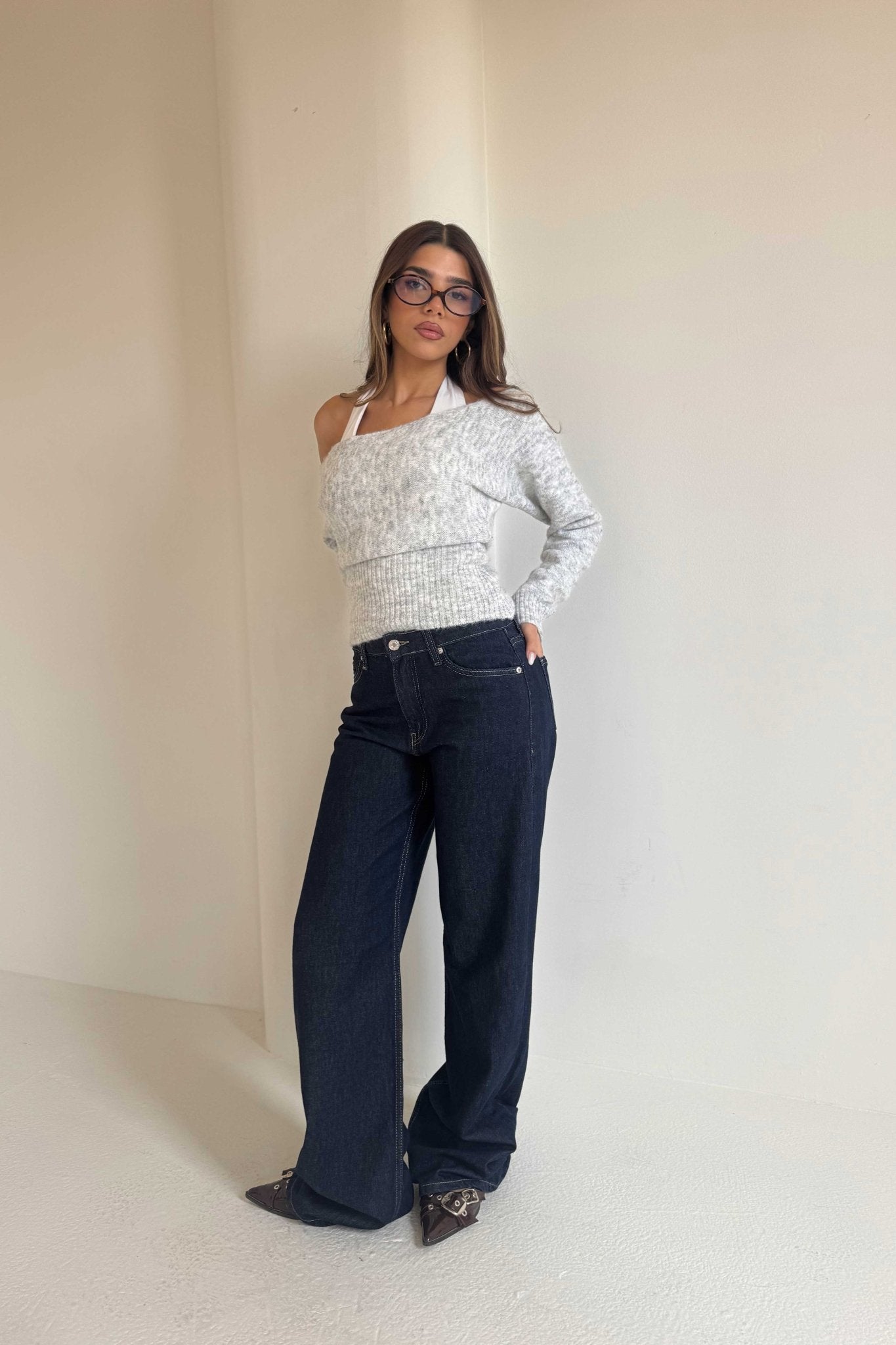 Wide Leg – Mid-Rise Raw Denim Jeans wide leg CIZARO - Cizaro Jeans