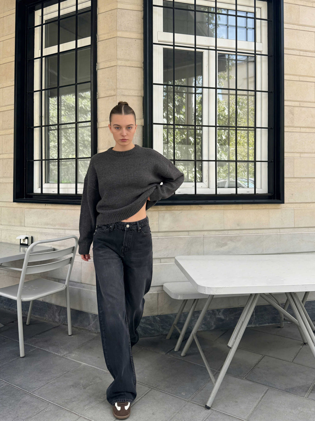 Wide leg High waist Smoky Black Jeans Wide Leg CIZARO - Cizaro Jeans