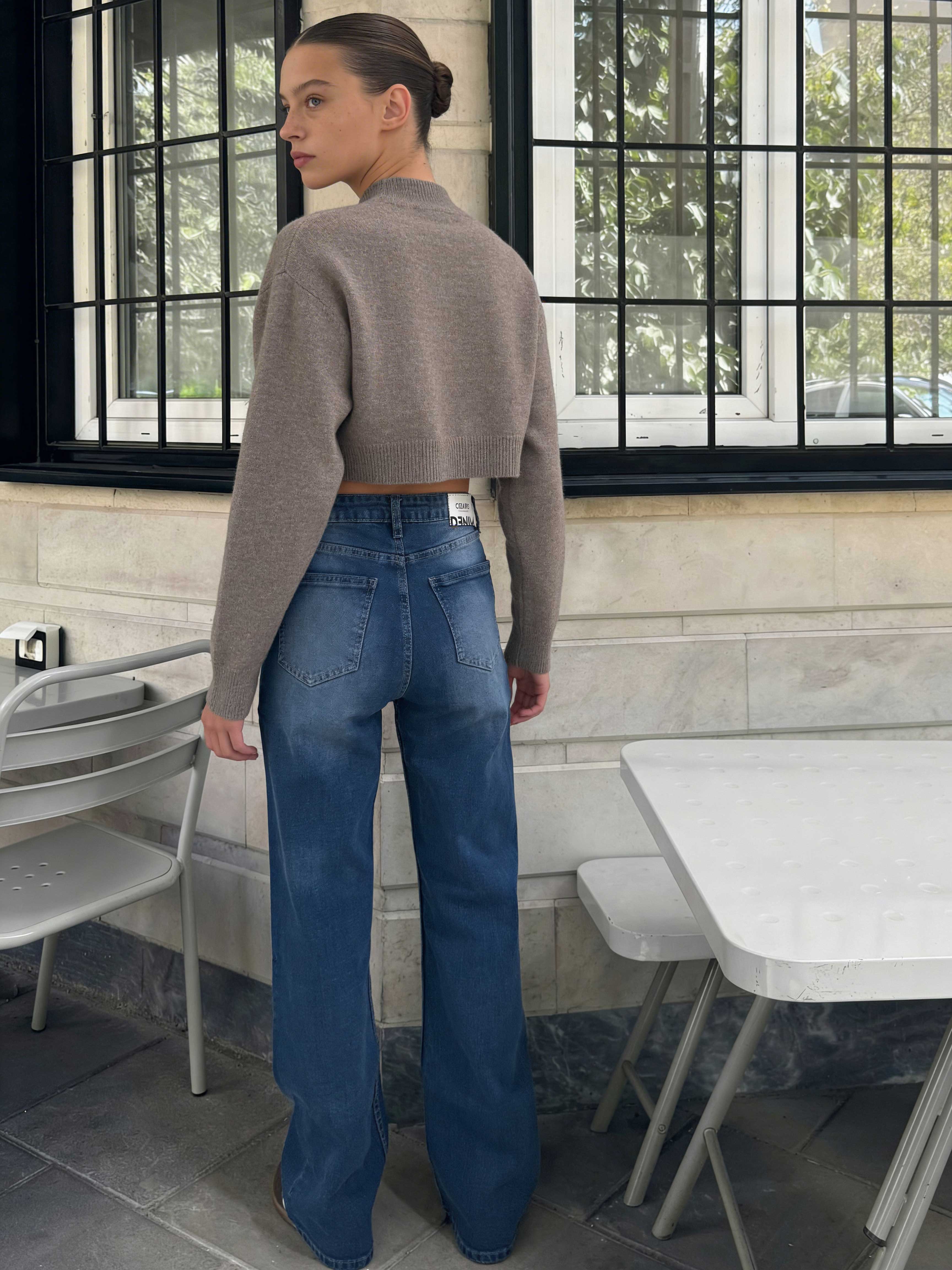 Wide-Leg – High-Waist Faded Blue Jeans Wide Leg CIZARO - Cizaro Jeans