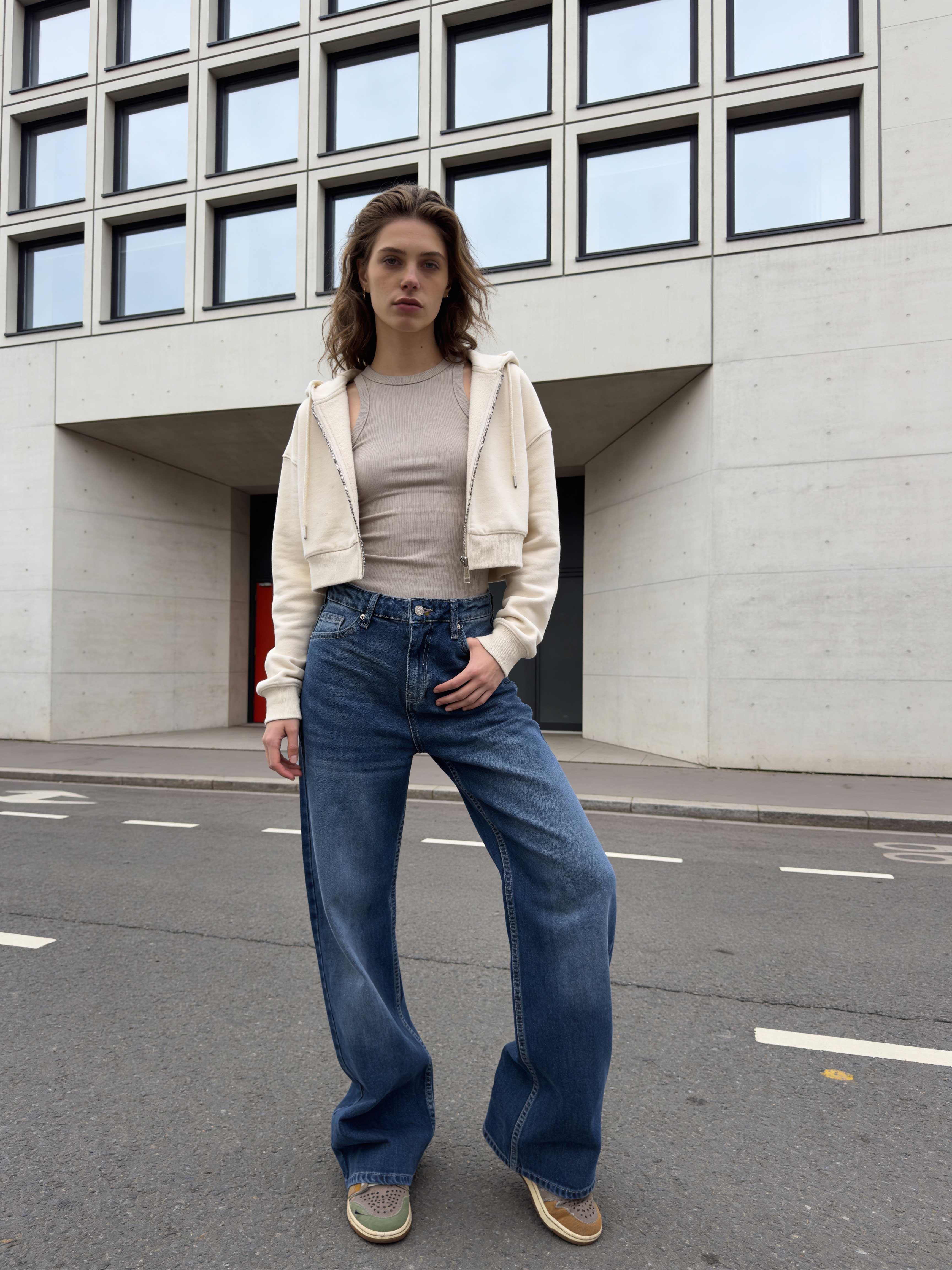 Wide-Leg – High-Waist Ocean Blue Jeans Wide Leg CIZARO - Cizaro Jeans
