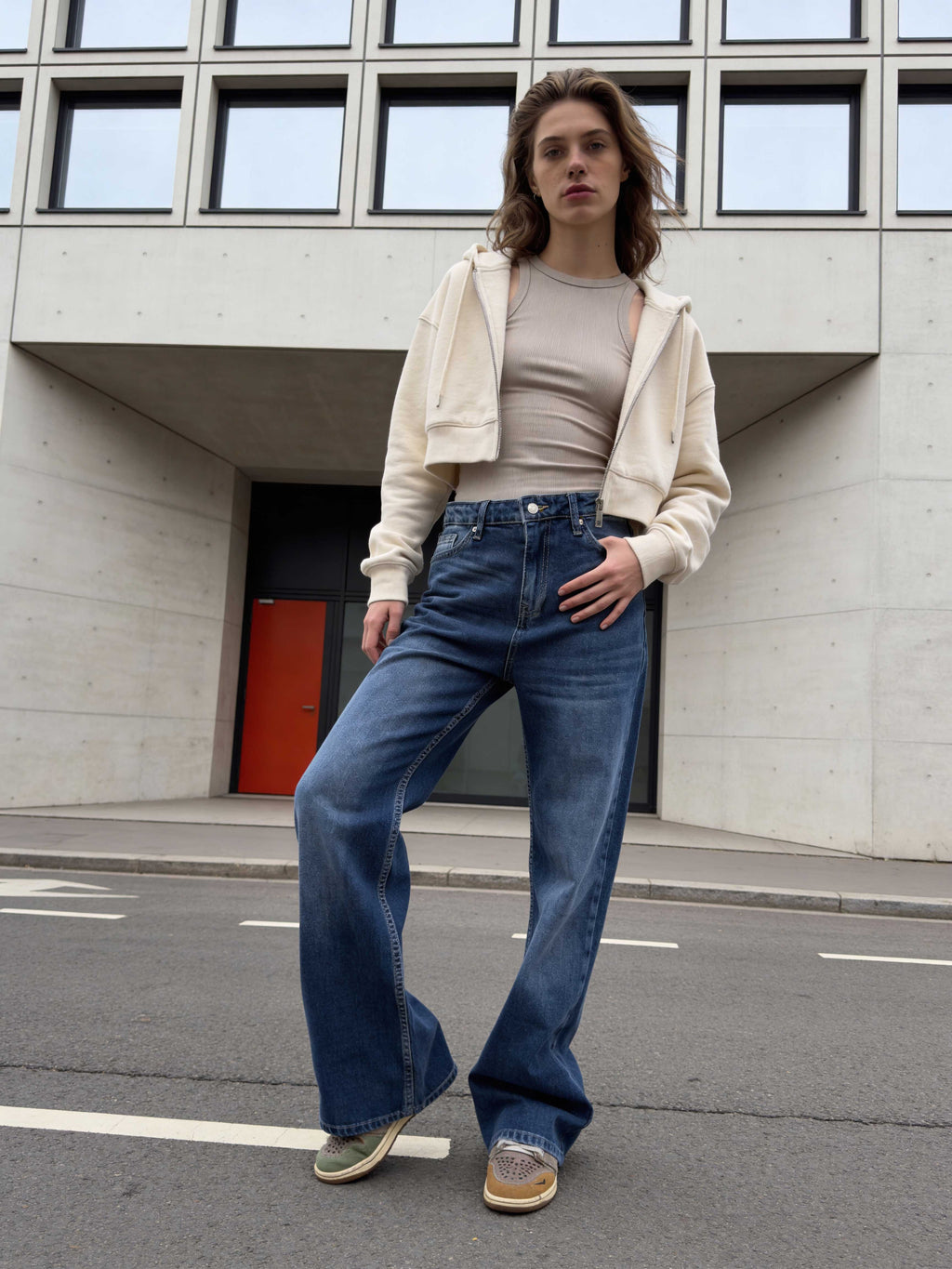 Wide-Leg – High-Waist Ocean Blue Jeans Wide Leg CIZARO - Cizaro Jeans