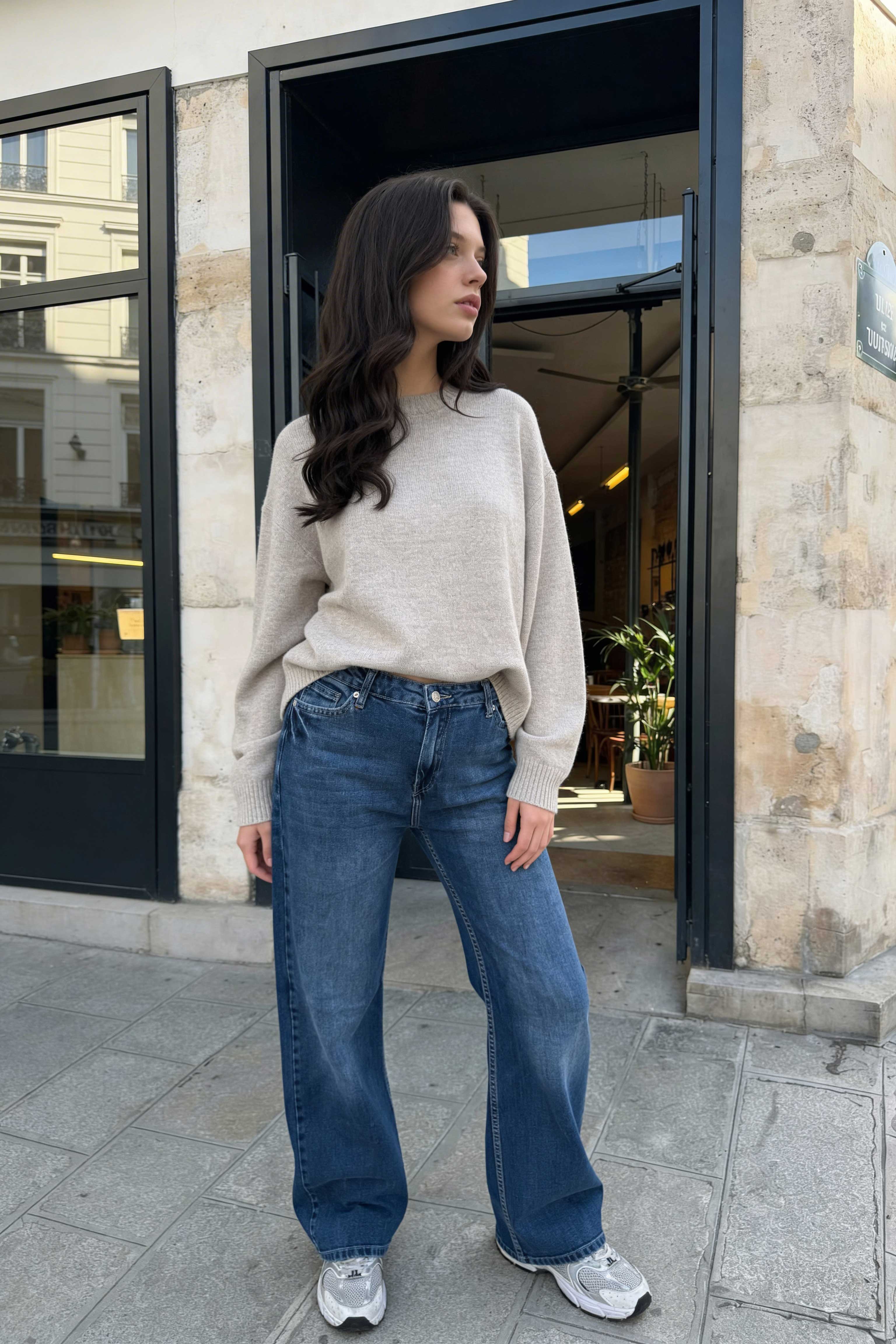 Wide-Leg – High-Waist Mid Blue Jeans Wide Leg CIZARO - Cizaro Jeans