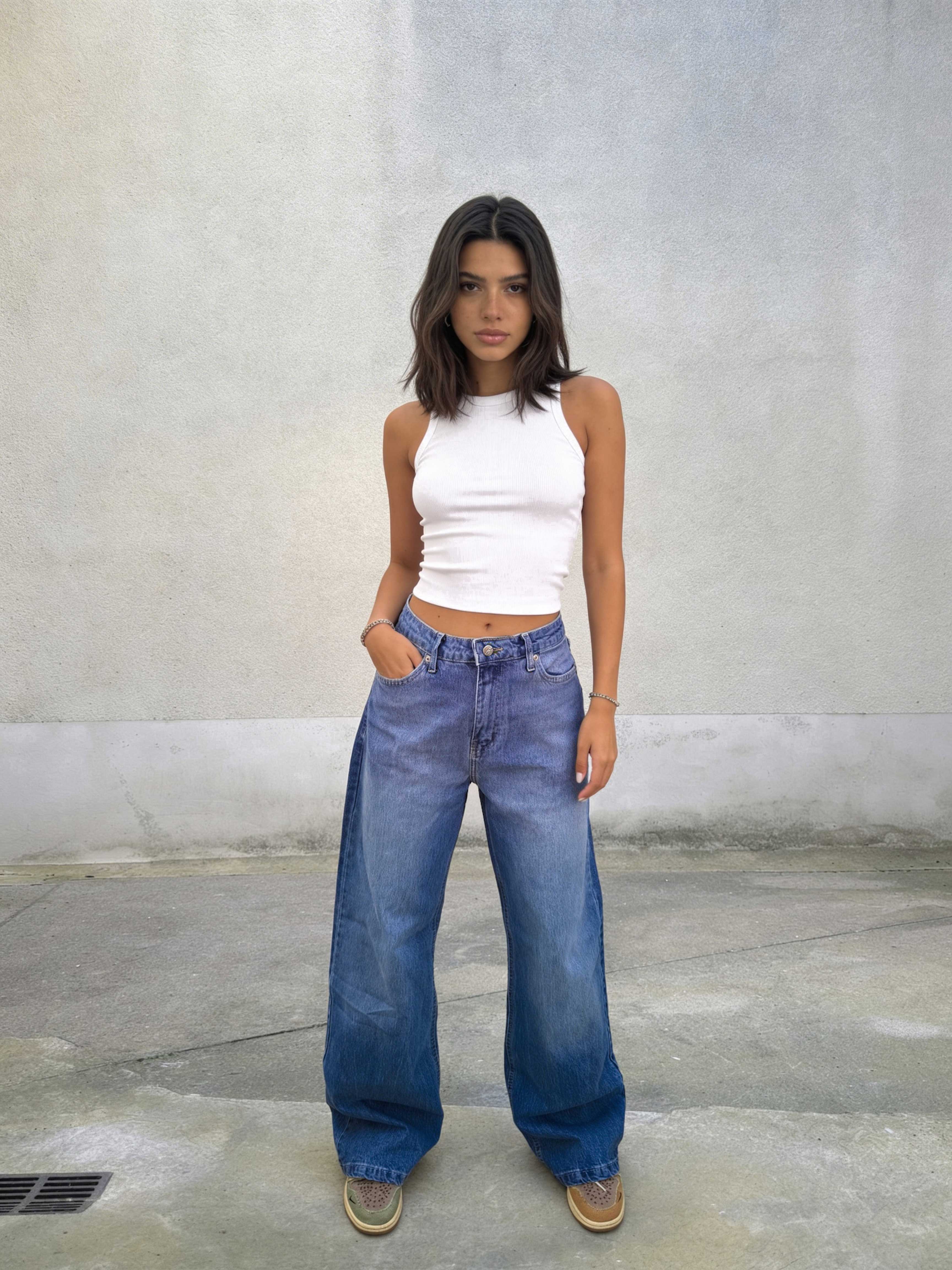 Ultra Comfort Wide-Leg – High-Waist Vibrant Blue Jeans Wide Leg CIZARO - Cizaro Jeans