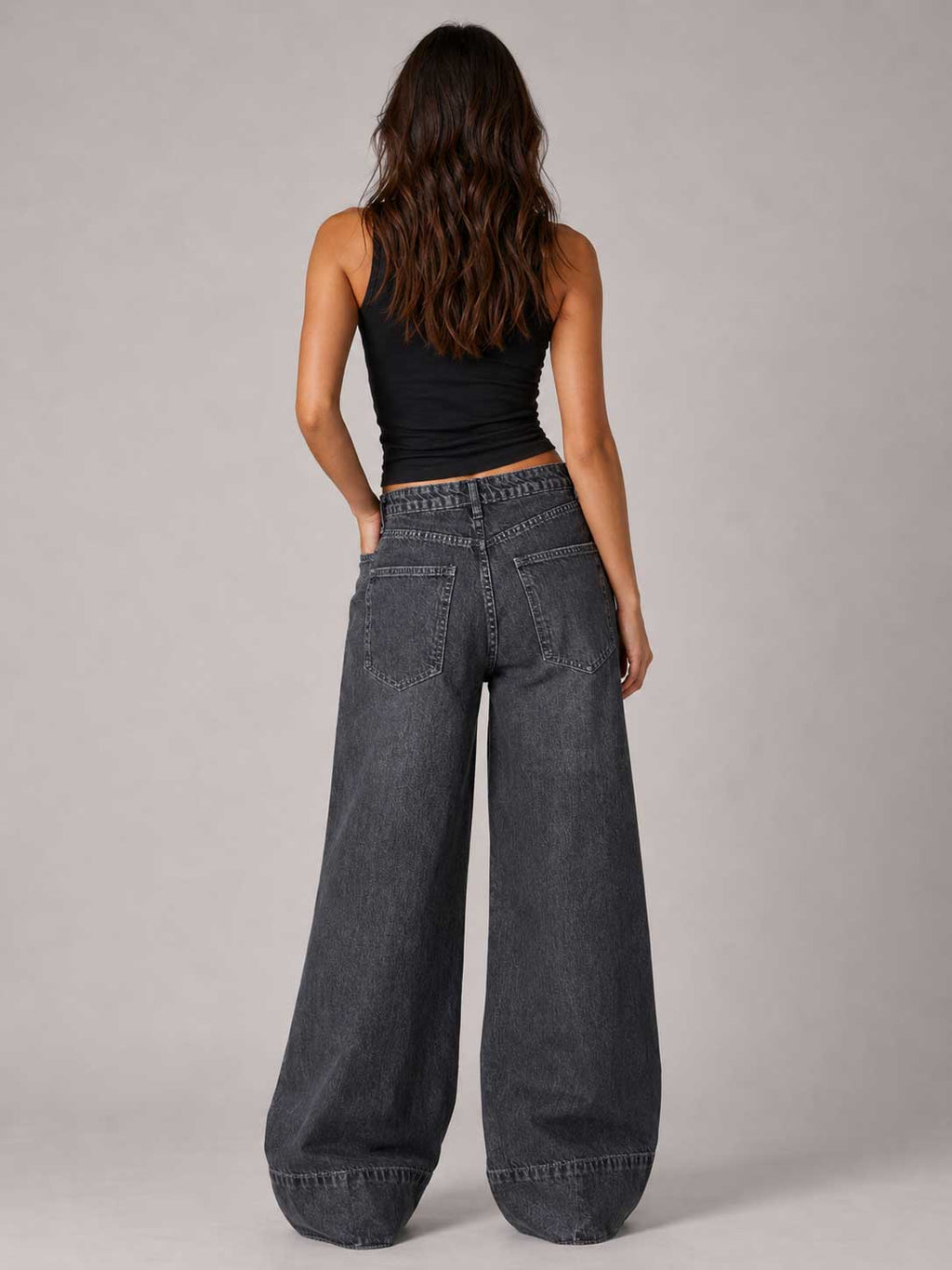 Extreme Wide Leg – High Waist Cloudy Charcoal Jeans Wide leg CIZARO - Cizaro Jeans