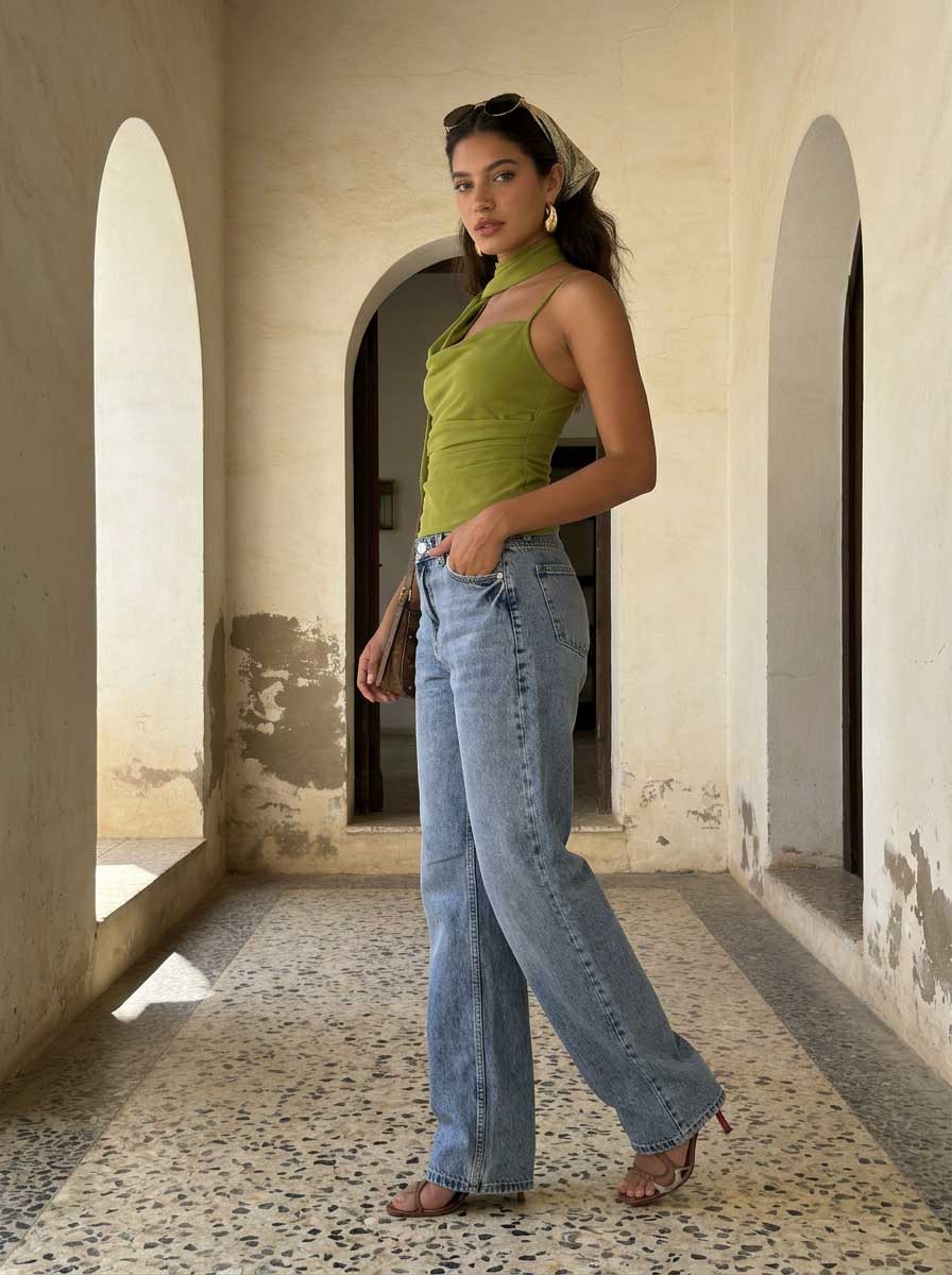 Ultra Comfort Wide leg High-Waist Acid blue jeans Wide leg CIZARO - Cizaro Jeans