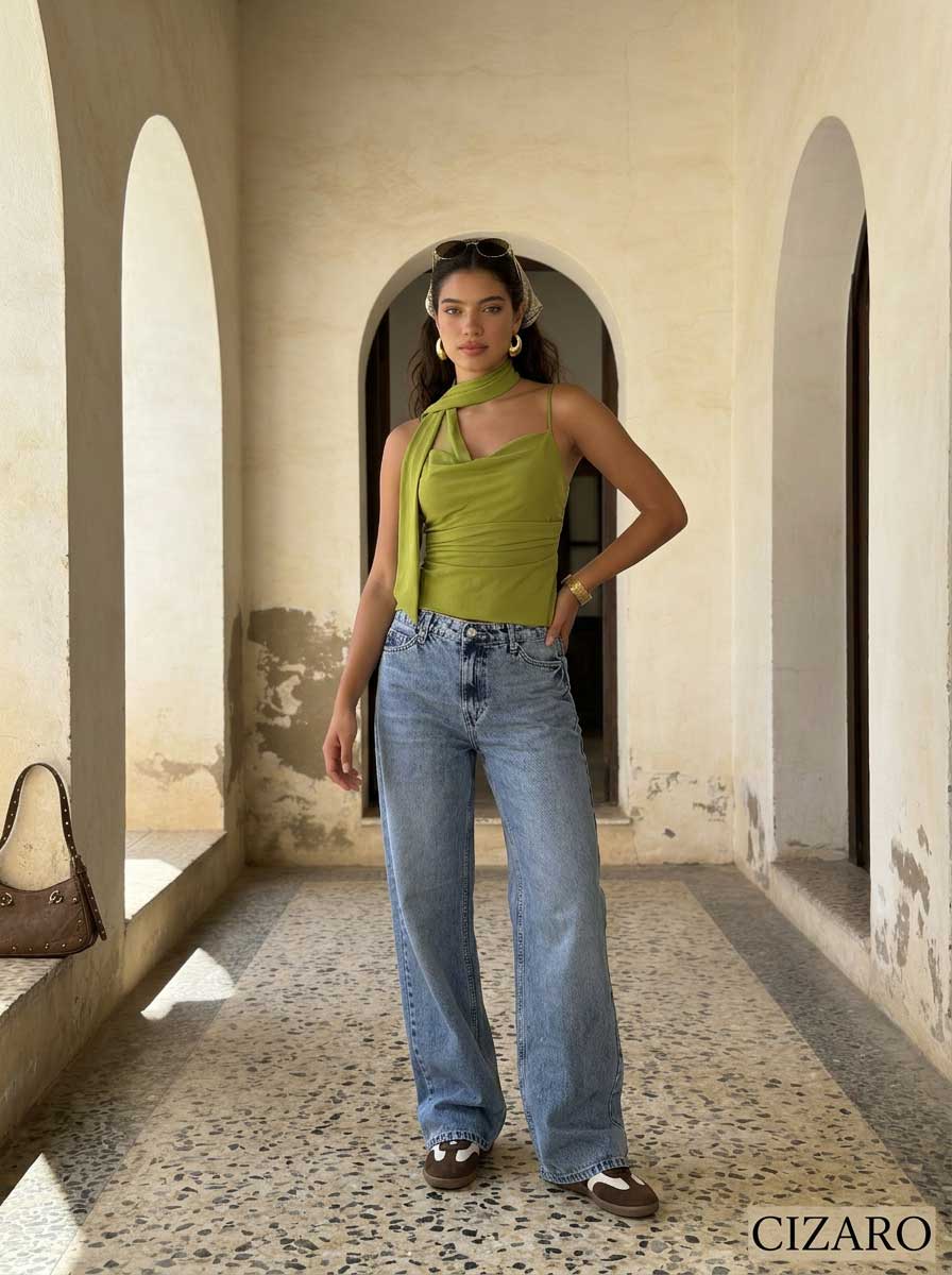 Ultra Comfort Wide leg High-Waist Acid blue jeans Wide leg CIZARO - Cizaro Jeans
