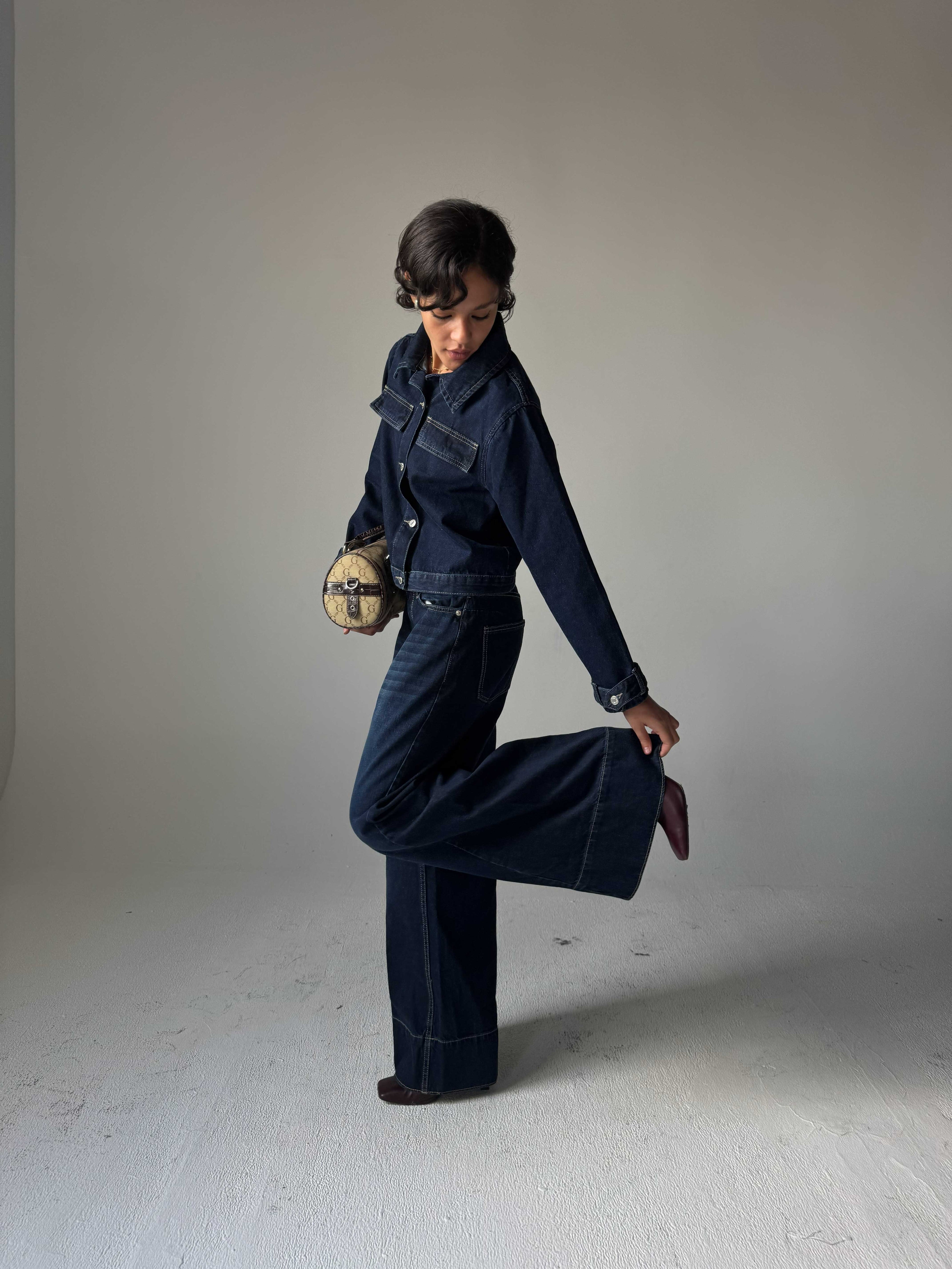 Extreme Wide-Leg – High-Waist Midnight Navy Jeans Extreme Wide Leg CIZARO - Cizaro Jeans