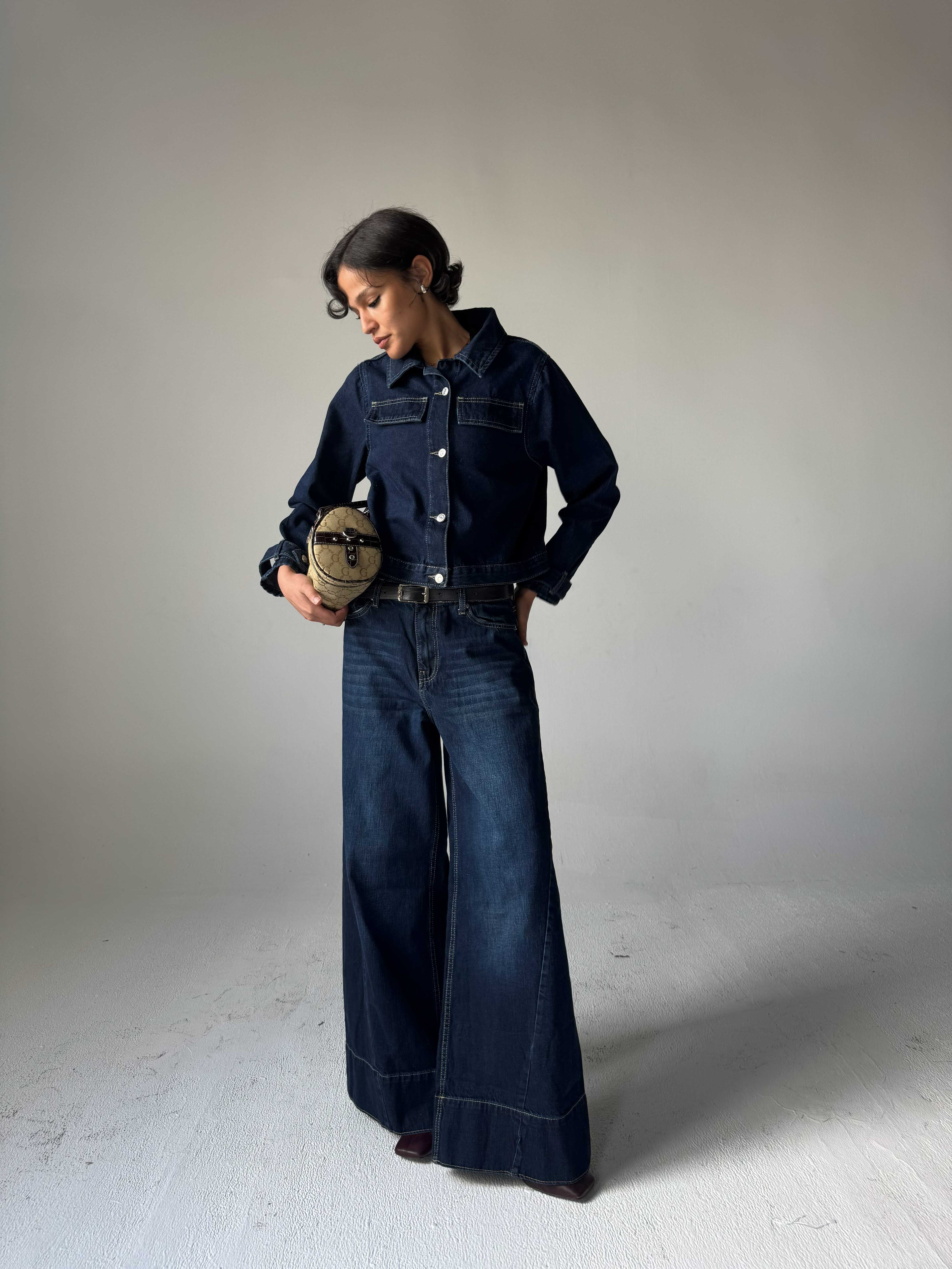 Extreme Wide-Leg – High-Waist Midnight Navy Jeans Extreme Wide Leg CIZARO - Cizaro Jeans
