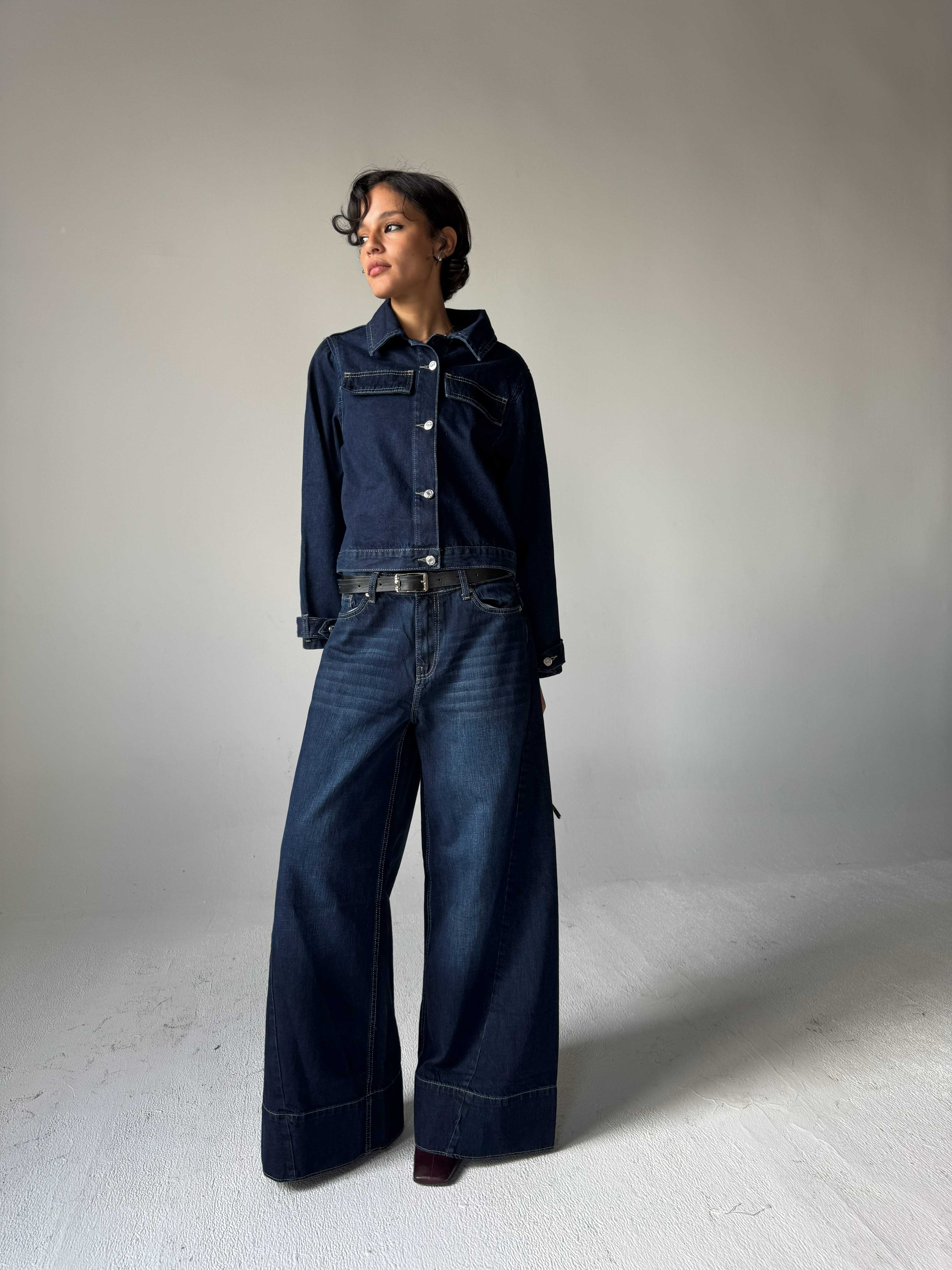 Extreme Wide-Leg – High-Waist Midnight Navy Jeans Extreme Wide Leg CIZARO - Cizaro Jeans