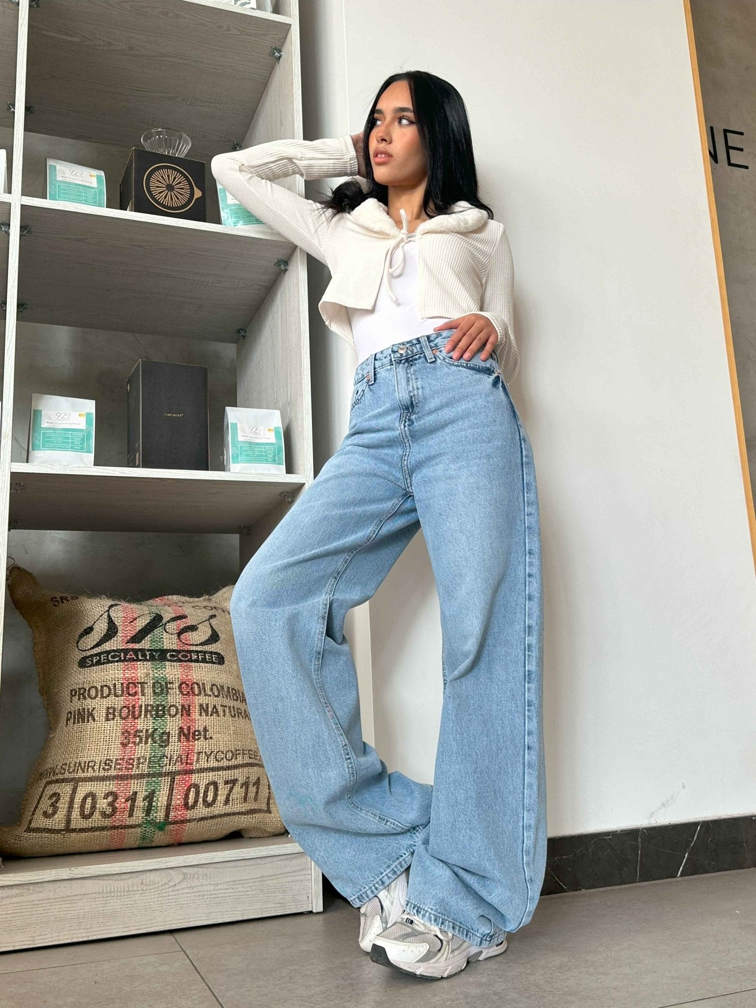 Wide Leg - Soft Iced Blue Wash Jeans. Wide Leg CIZARO - Cizaro Jeans