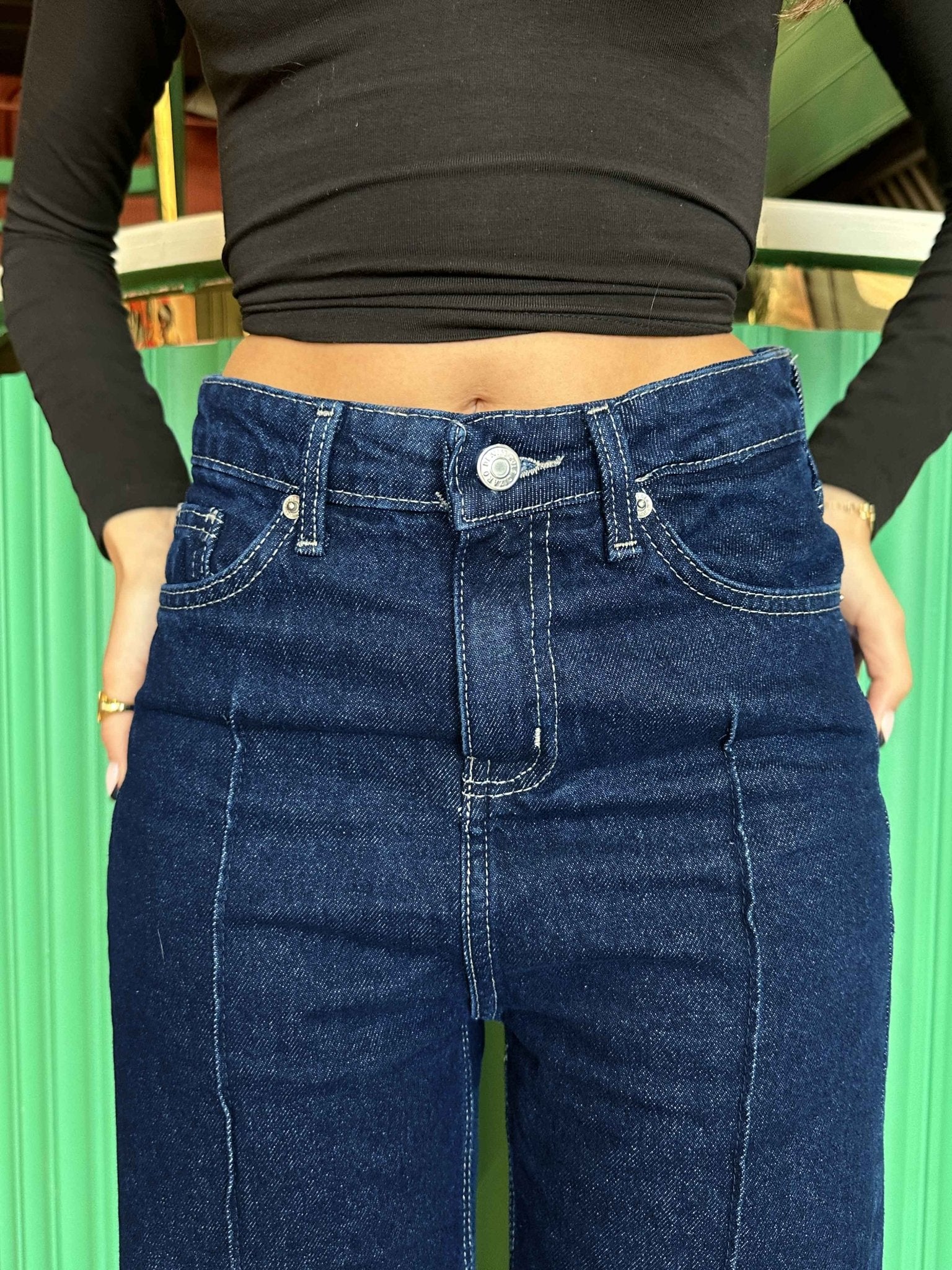 (Pre-Order) Cropped Wide Leg - Navy Blue Wash Jeans. Wide Leg CIZARO - Cizaro Jeans