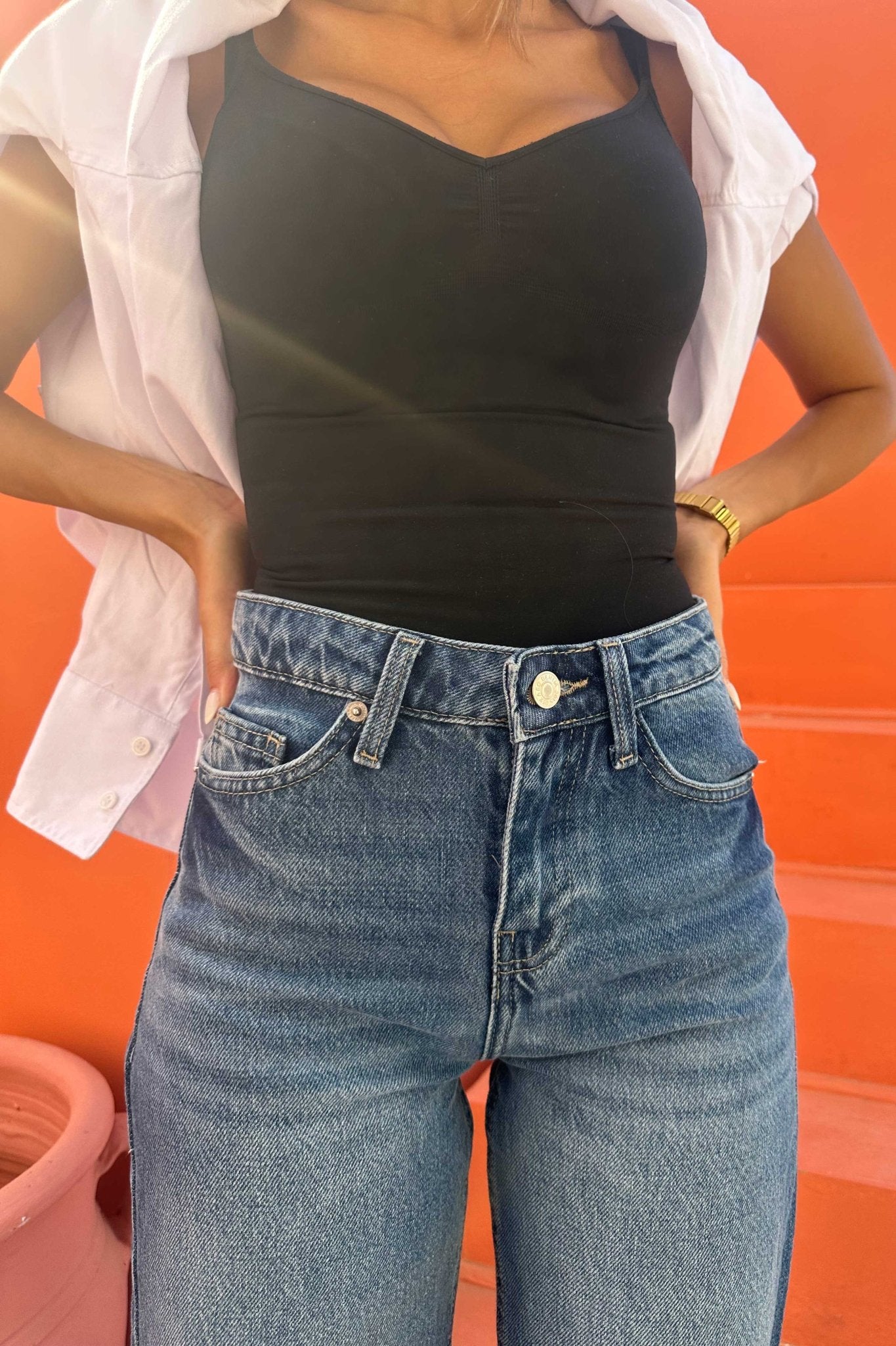 Wide Leg – Mid Rise Ocean Blue Jeans Wide-Leg CIZARO - Cizaro Jeans