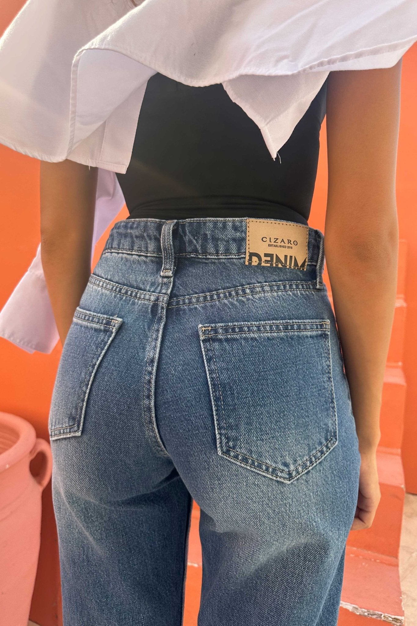 Wide Leg – Mid Rise Ocean Blue Jeans Wide-Leg CIZARO - Cizaro Jeans