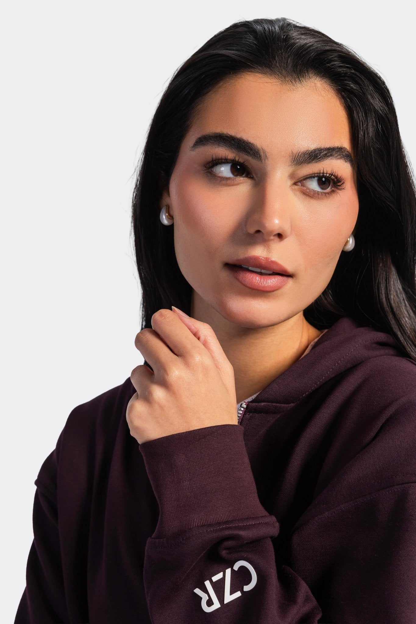 Full-Zip Oversized Hoodie – Burgundy Hoodie CIZARO - Cizaro Jeans