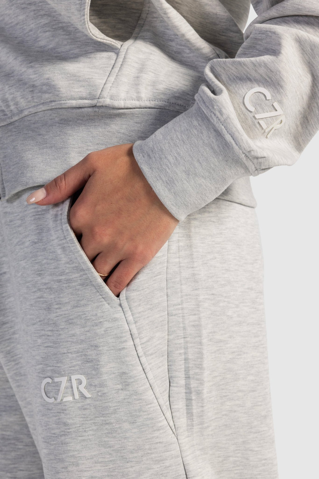 Full-Zip Oversized Hoodie – Light Grey Hoodie CIZARO - Cizaro Jeans