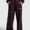 Relaxed Fit Wide-Leg Sweatpants – Burgundy