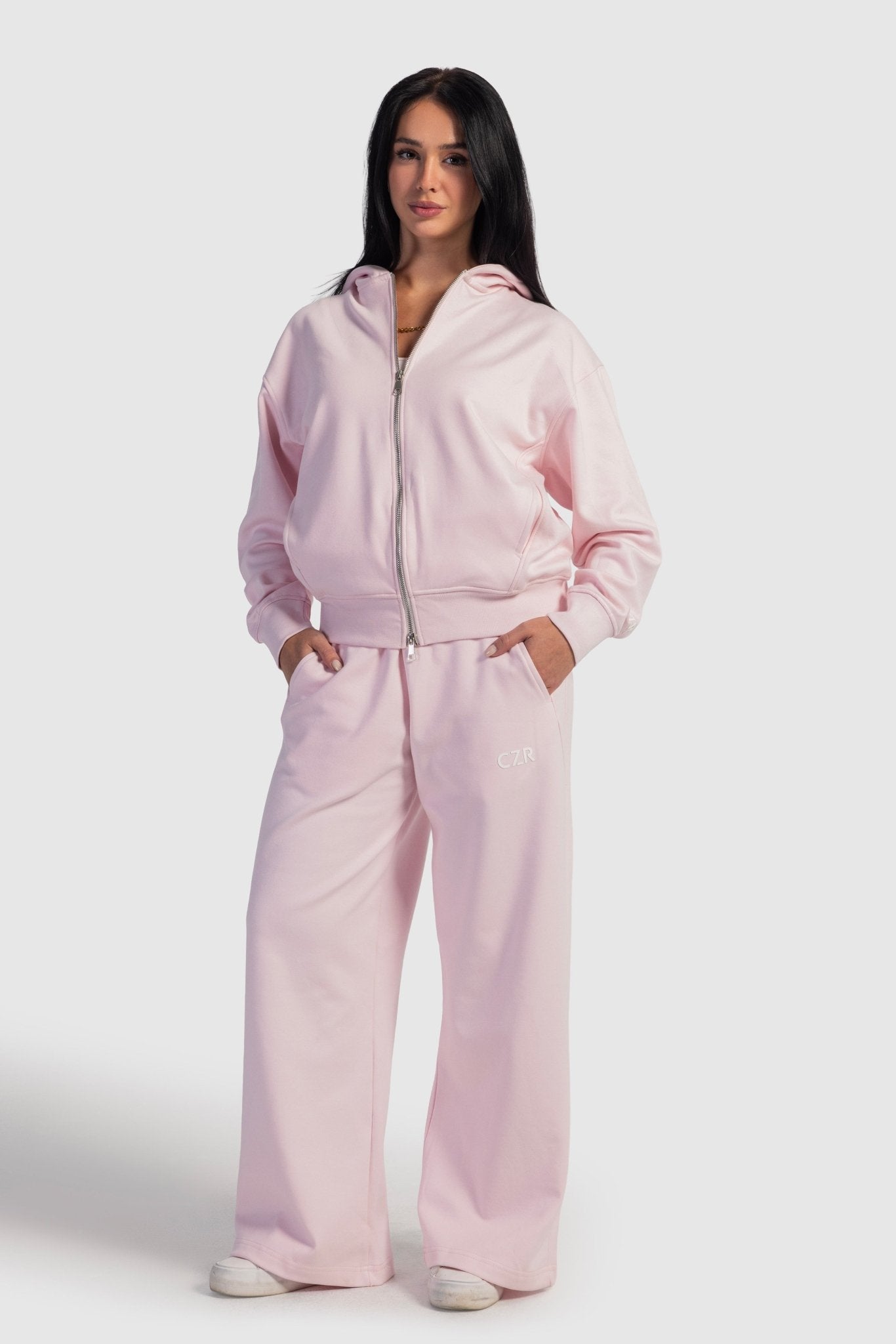Relaxed Fit Wide-Leg Sweatpants – Blush Pink Sweatpants CIZARO - Cizaro Jeans