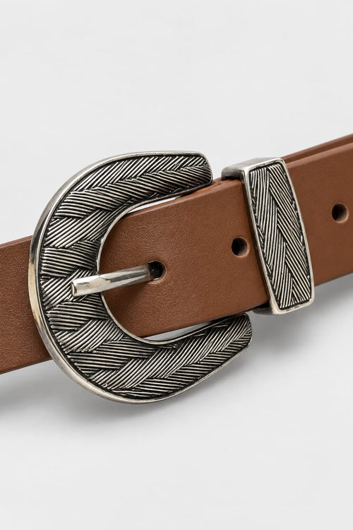 Belt | Honey Western Engraved Antique Silver Hardware