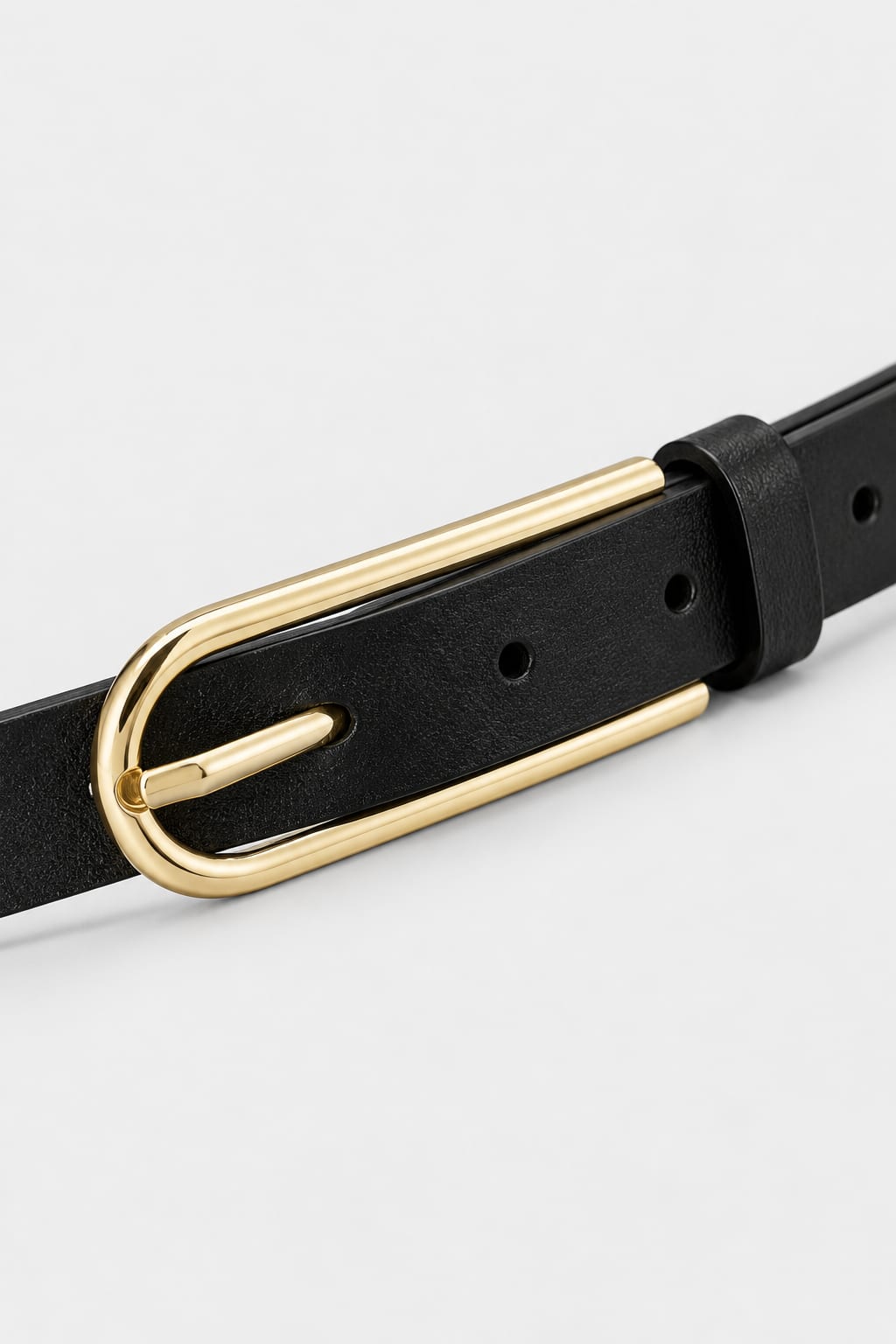 Belt | Black Slim Gold-Buckle Gold Belt CIZARO - Cizaro Jeans