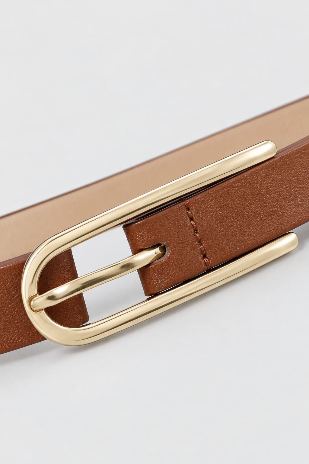 Belt | Honey Brown Slim Gold Oval Buckle