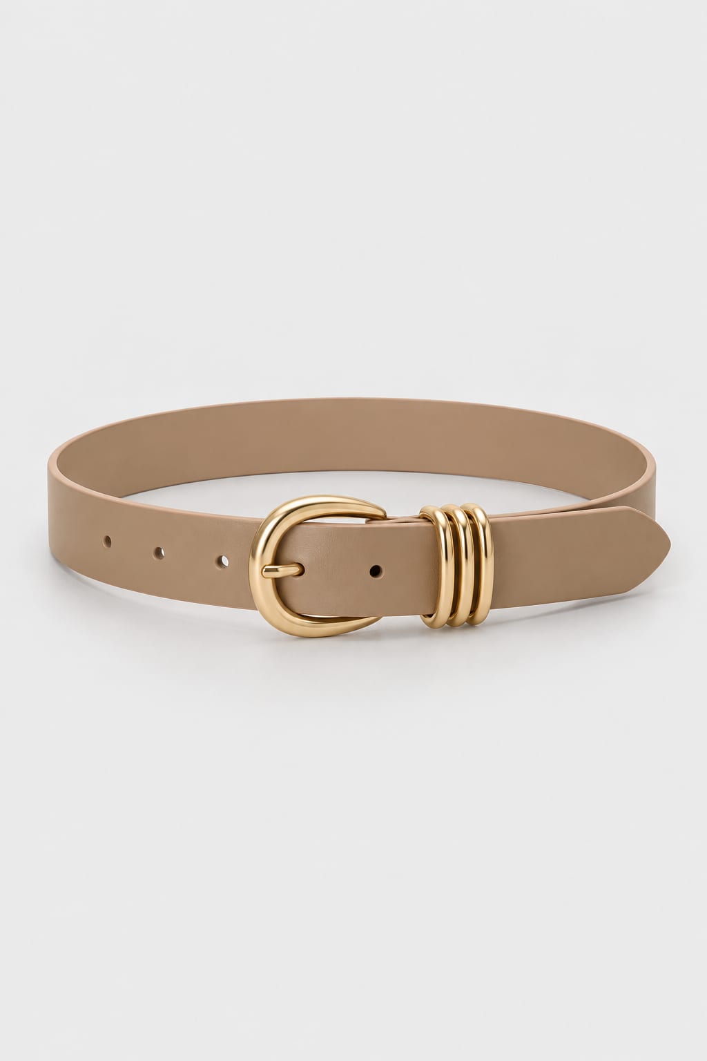 Belt | Beige Triple-Loop Gold-Buckle Gold Belt CIZARO - Cizaro Jeans