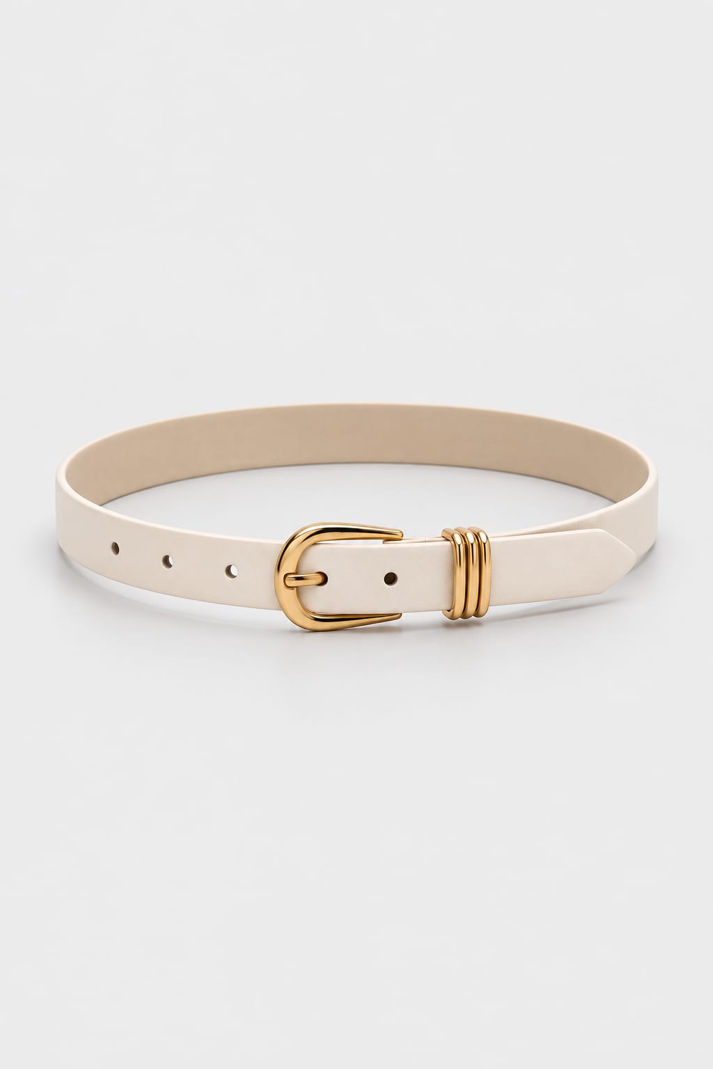 Belt | White Triple-Loop Gold-Buckle Gold Belt CIZARO - Cizaro Jeans