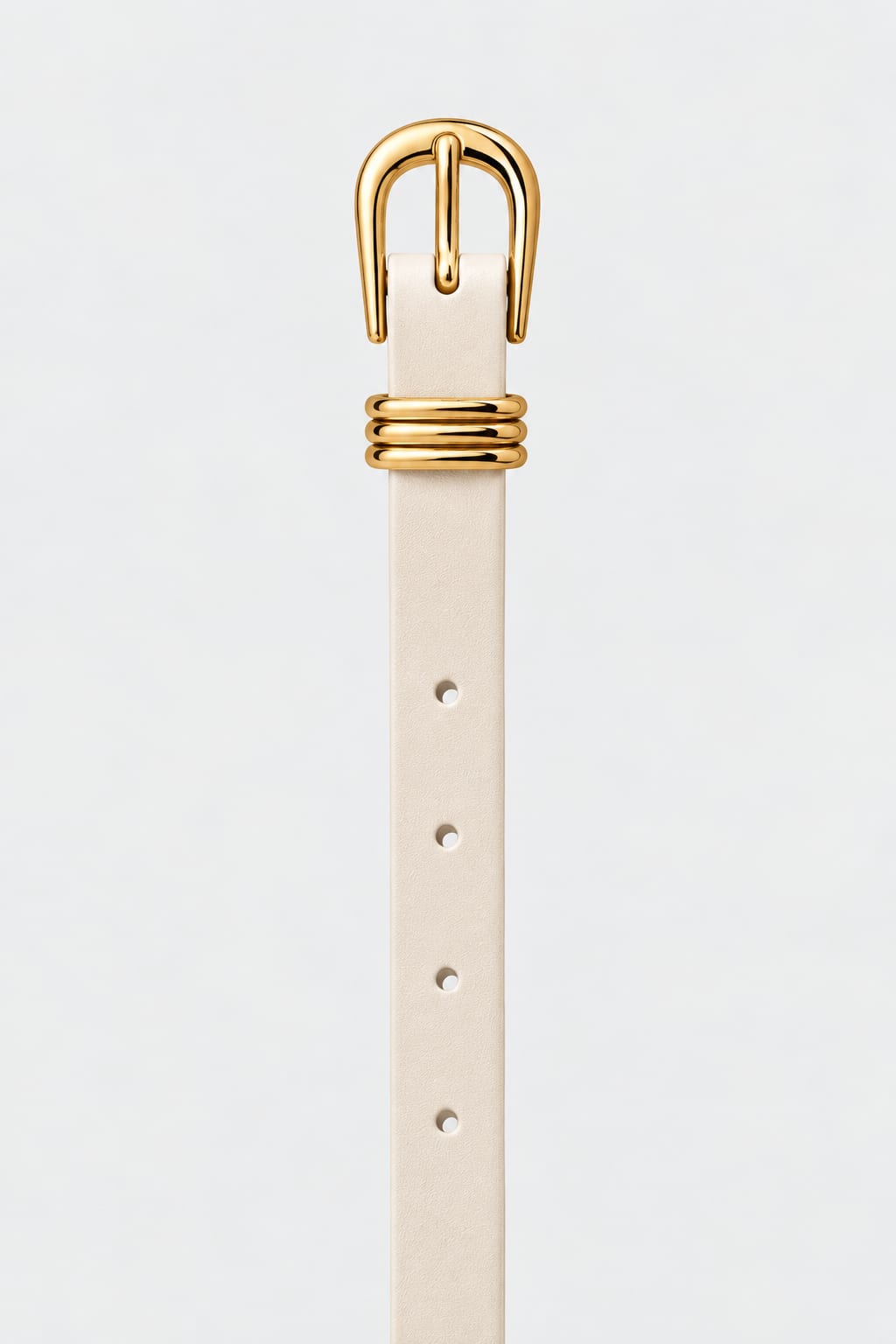 Belt | White Triple-Loop Gold-Buckle Gold Belt CIZARO - Cizaro Jeans