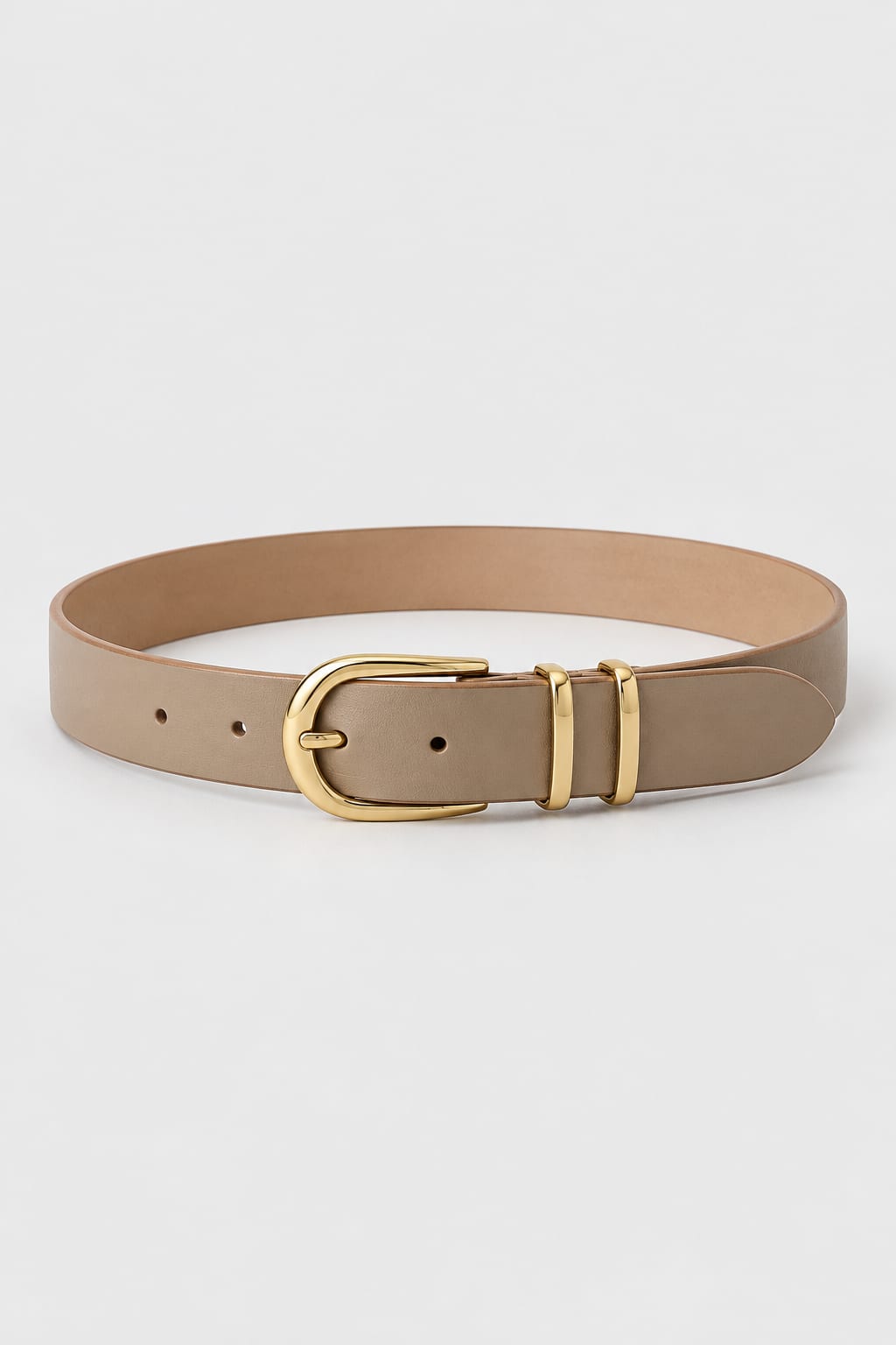 Belt | Beige Oval Gold-Buckle Gold-Belt CIZARO - Cizaro Jeans