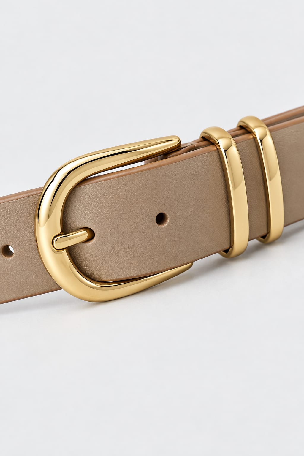 Belt | Beige Oval Gold-Buckle Gold-Belt CIZARO - Cizaro Jeans