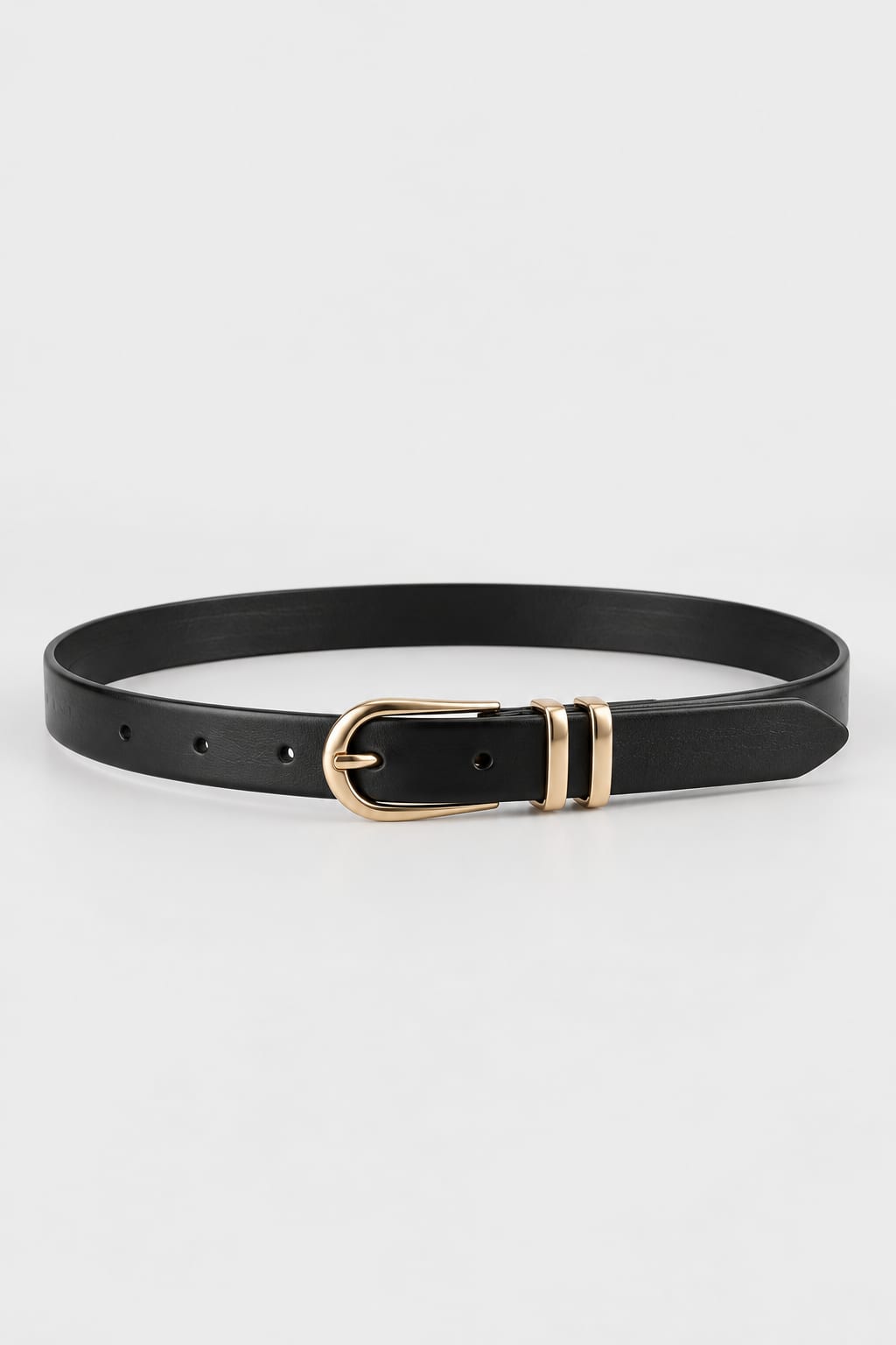 Belt | Black Oval Gold-Buckle Gold- Belt CIZARO - Cizaro Jeans