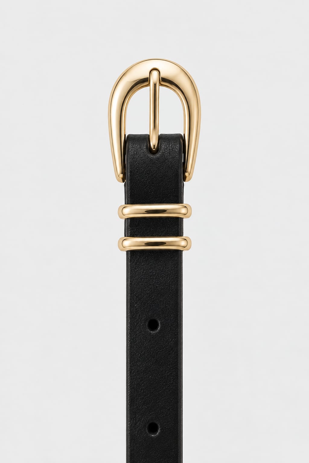 Belt | Black Oval Gold-Buckle Gold- Belt CIZARO - Cizaro Jeans