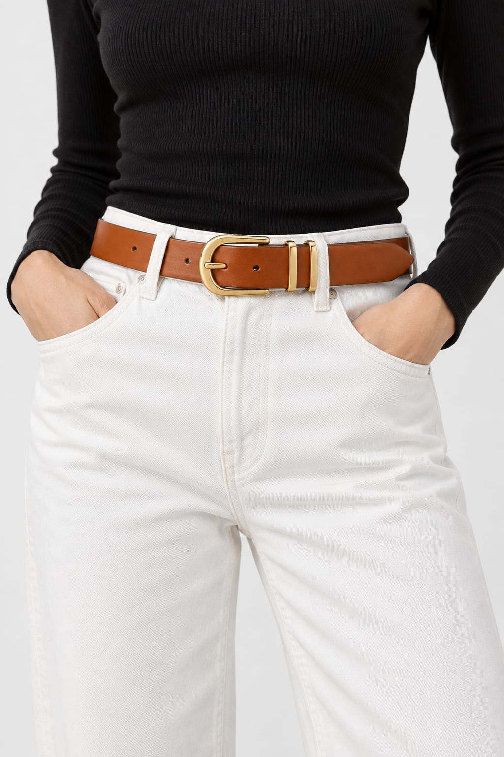 Belt | Tan Gold-Buckle Gold Belt CIZARO - Cizaro Jeans