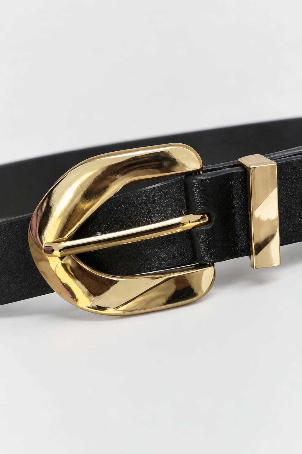 Black Belt with Sculpted Gold Buckle