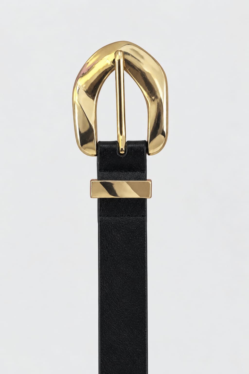 Black Belt with Sculpted Gold Buckle