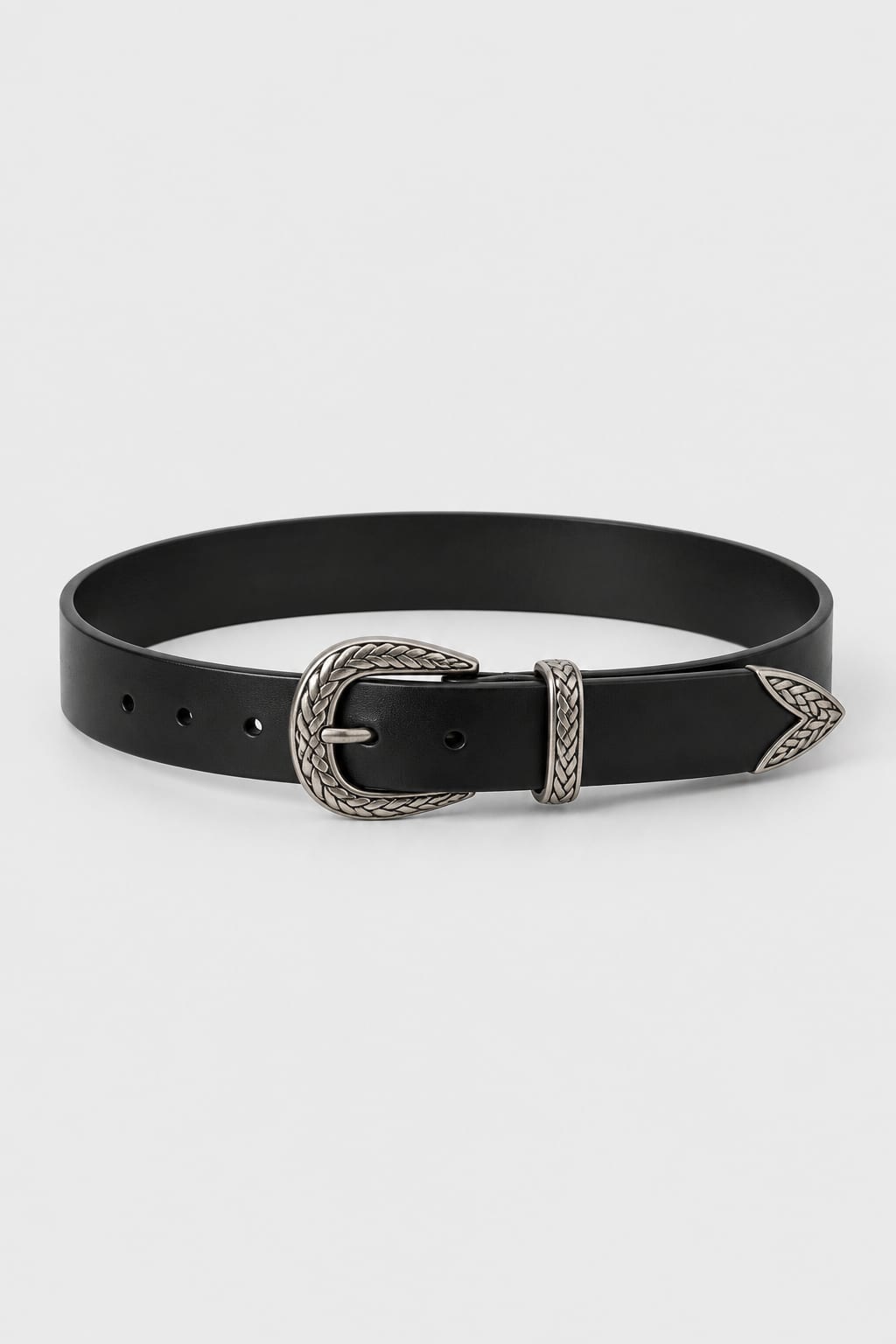 Belt | Black Western Antique Silver Hardware