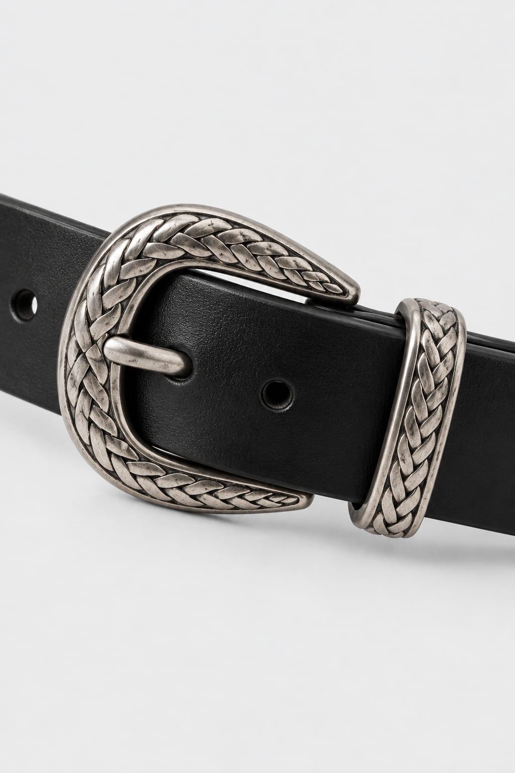 Belt | Black Western Antique Silver Hardware