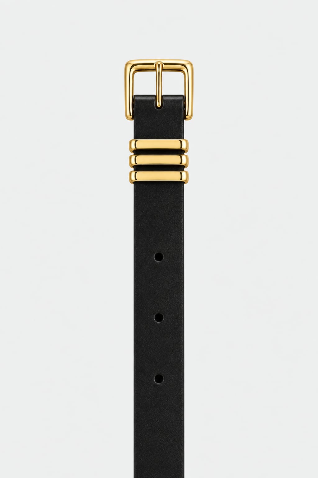 Belt | Black Square Triple-Loop Gold-Buckle Gold Belt CIZARO - Cizaro Jeans