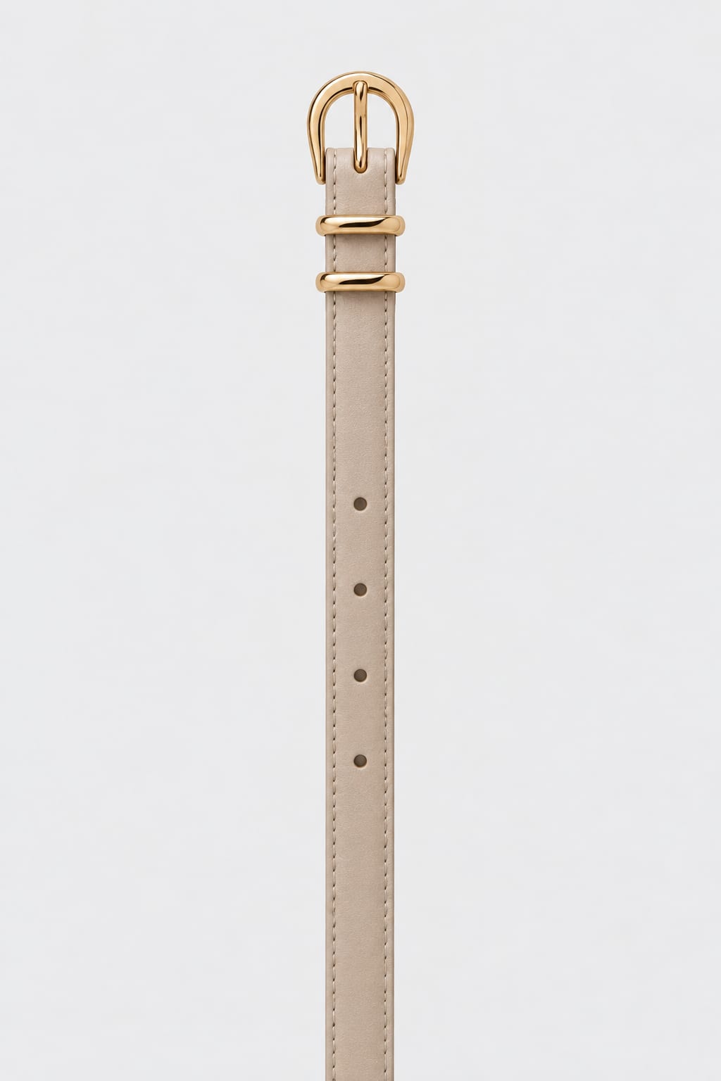 Belt | Beige Stitched Gold-Buckle Gold Belt CIZARO - Cizaro Jeans