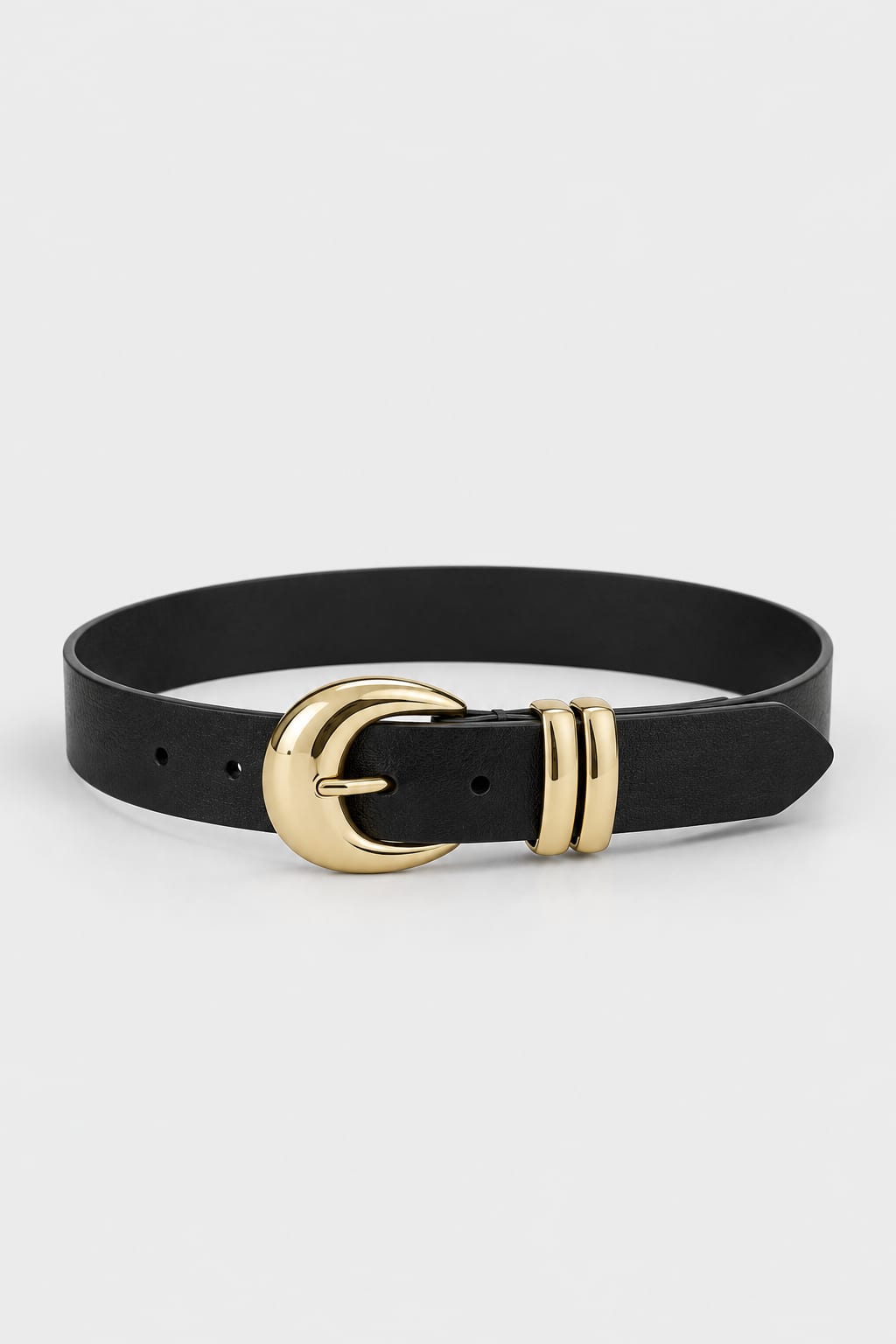 Belt | Black Round Gold-Buckle Gold Belt CIZARO - Cizaro Jeans