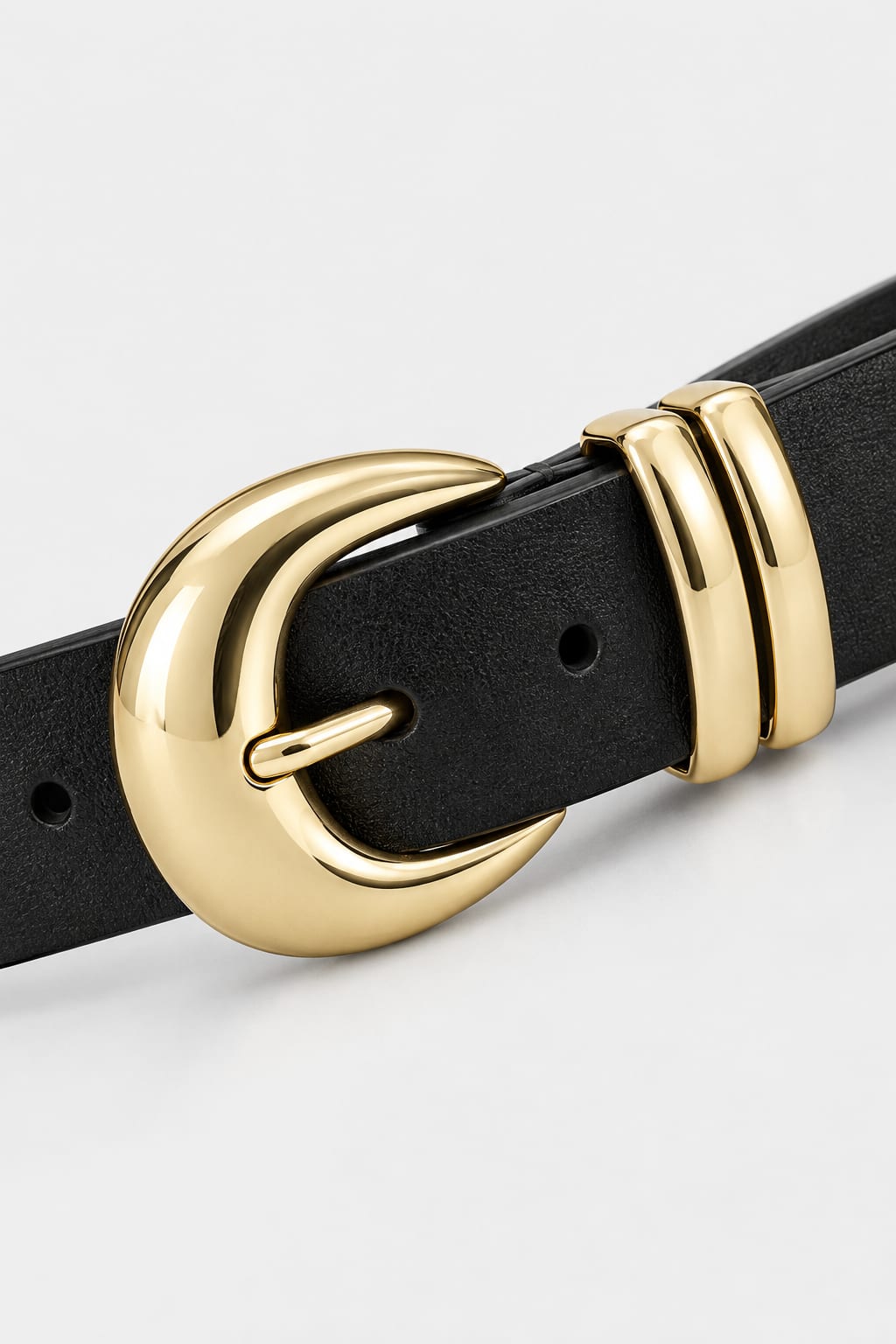 Belt | Black Round Gold-Buckle Gold Belt CIZARO - Cizaro Jeans