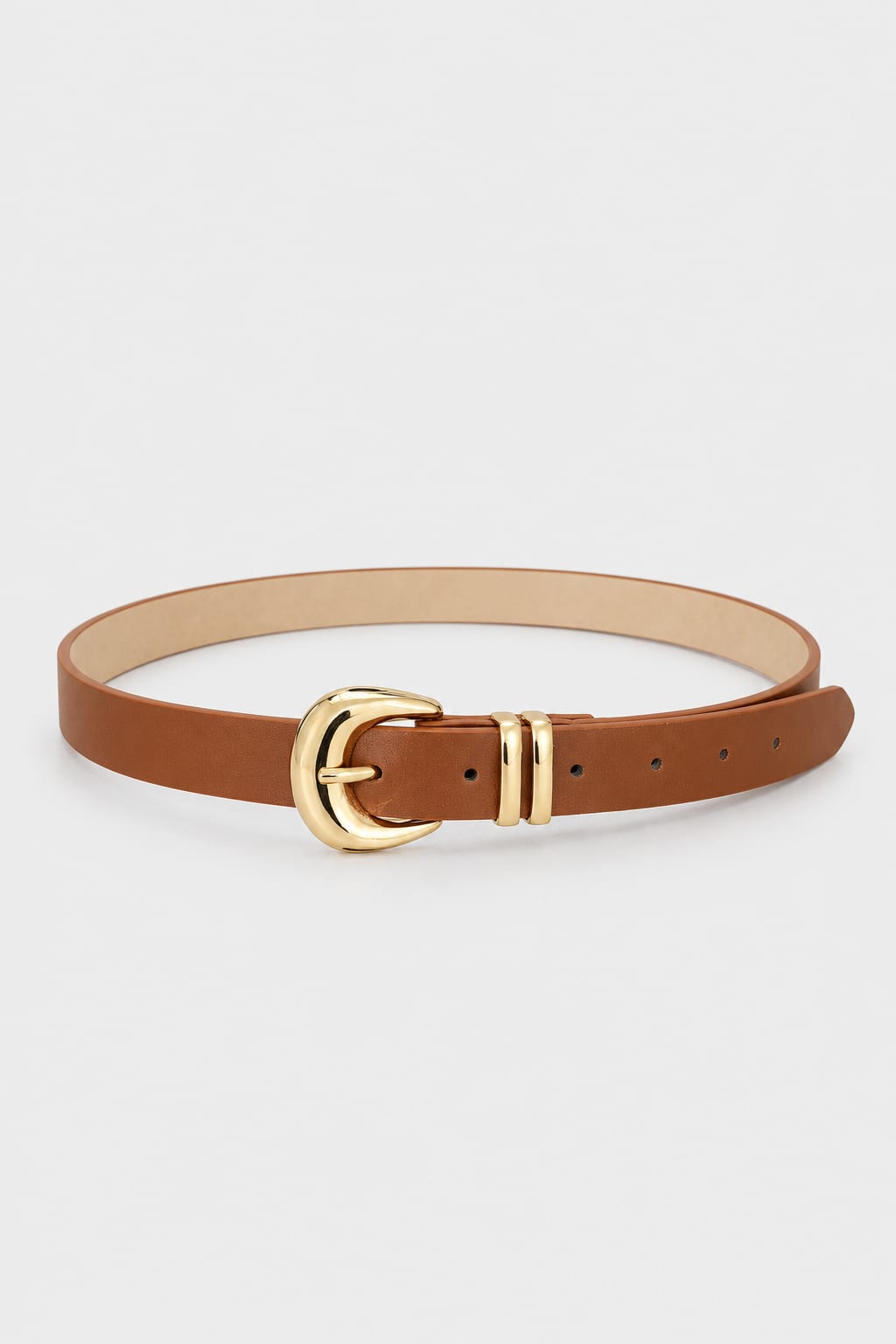 Belt | Tan Round Gold-Buckle Gold Belt CIZARO - Cizaro Jeans