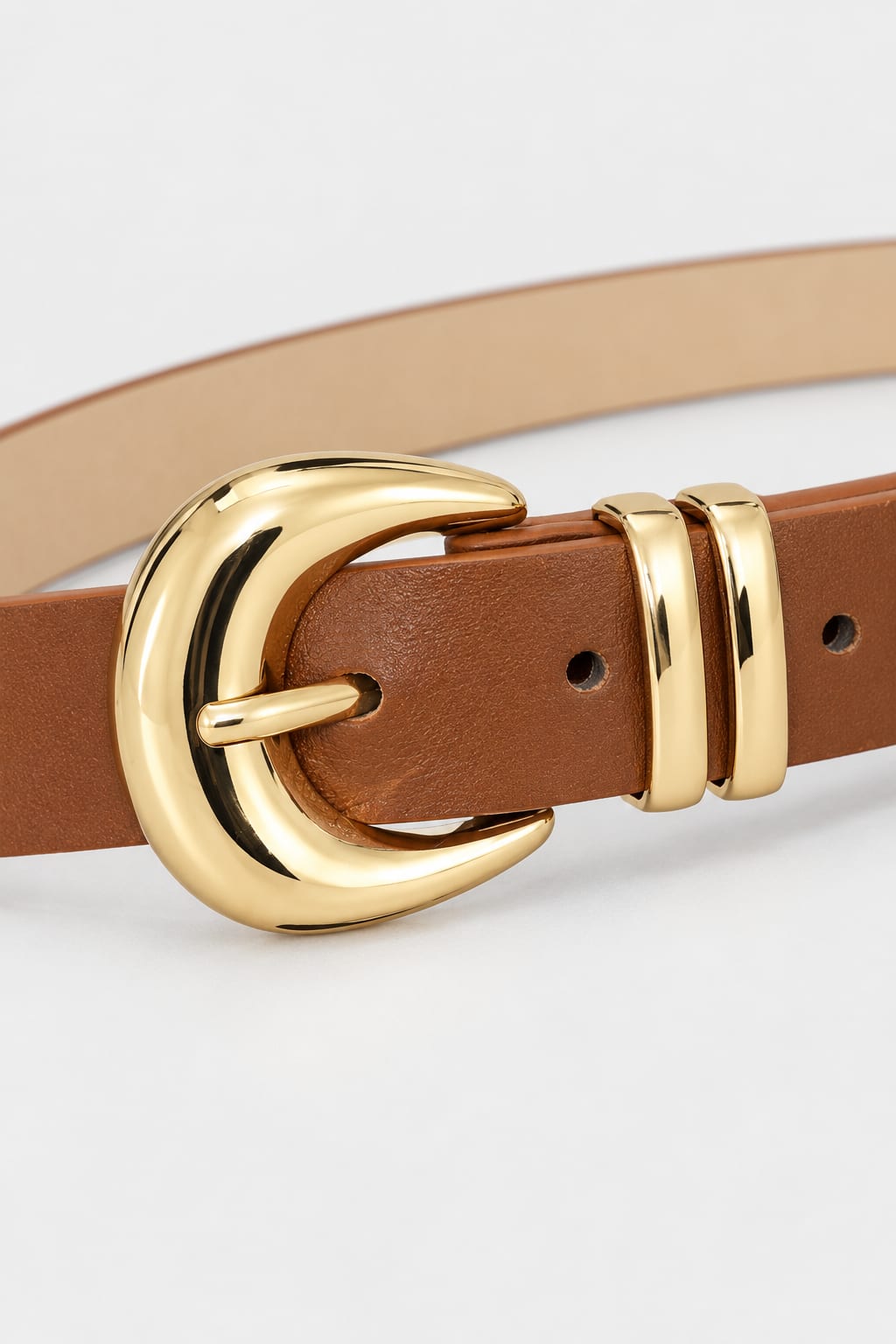 Belt | Tan Round Gold-Buckle Gold Belt CIZARO - Cizaro Jeans