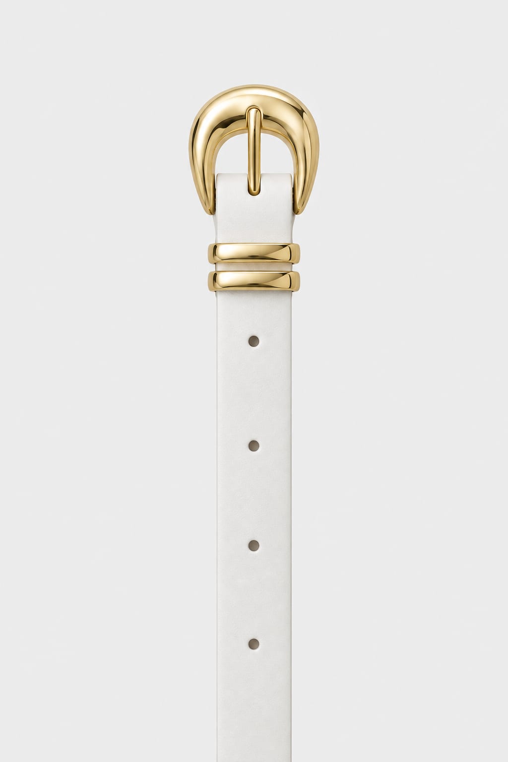 Belt | White Round Gold-Buckle Gold Belt CIZARO - Cizaro Jeans
