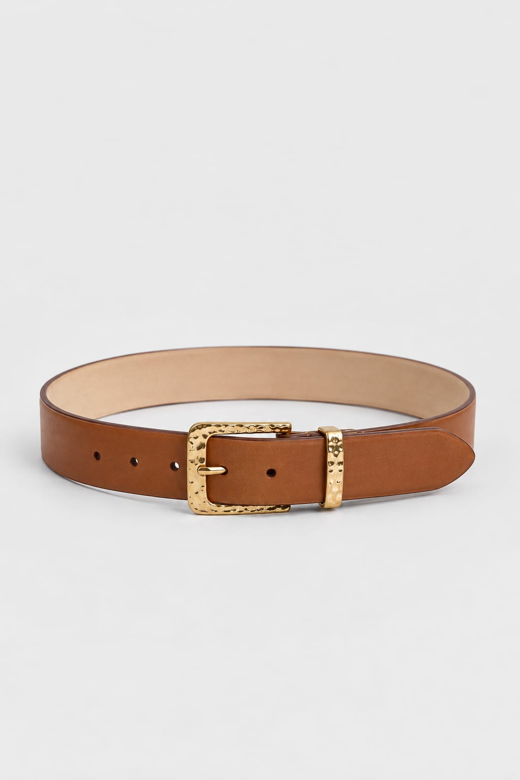 Belt | Honey Hammered Gold Square Buckle