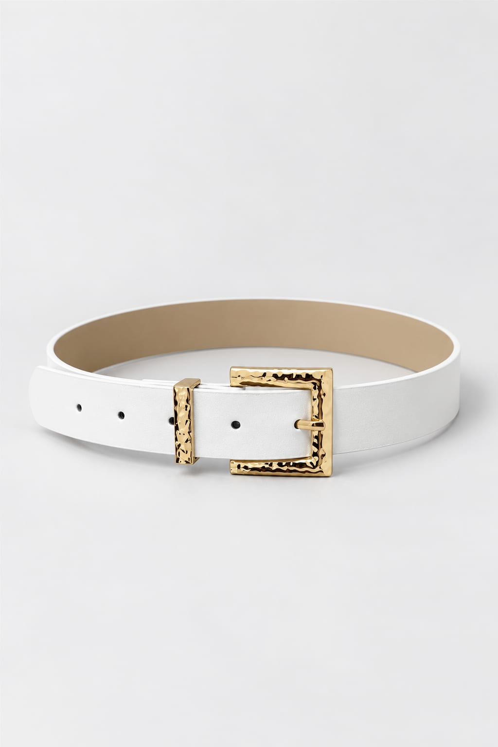 Belt | White & Gold Textured Buckle