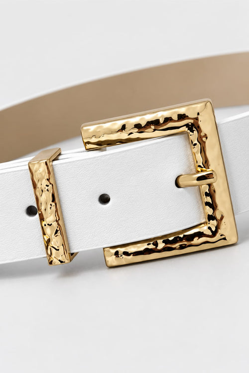 Belt | White & Gold Textured Buckle