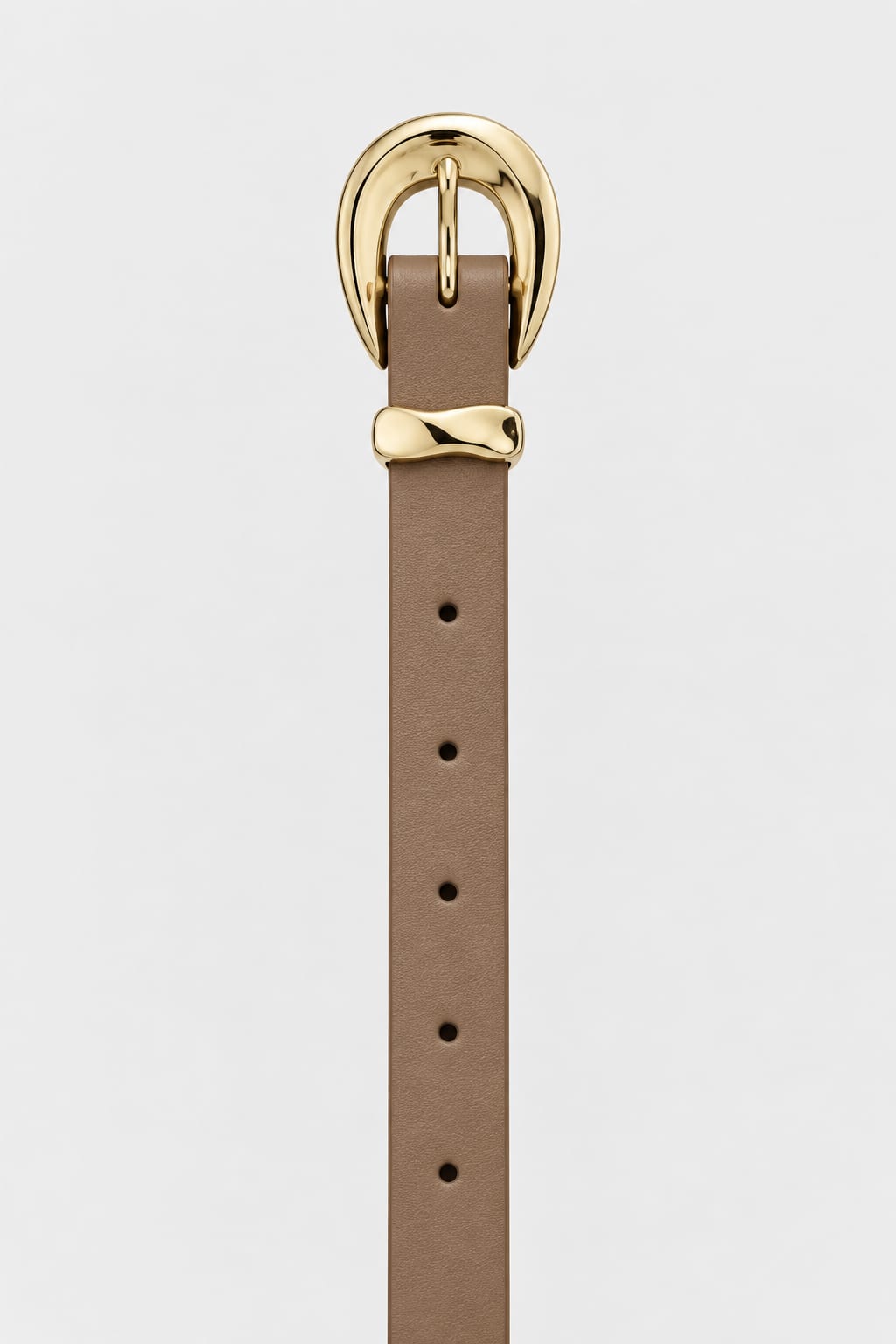 Belt | Beige Sculpted Gold Oval Buckle