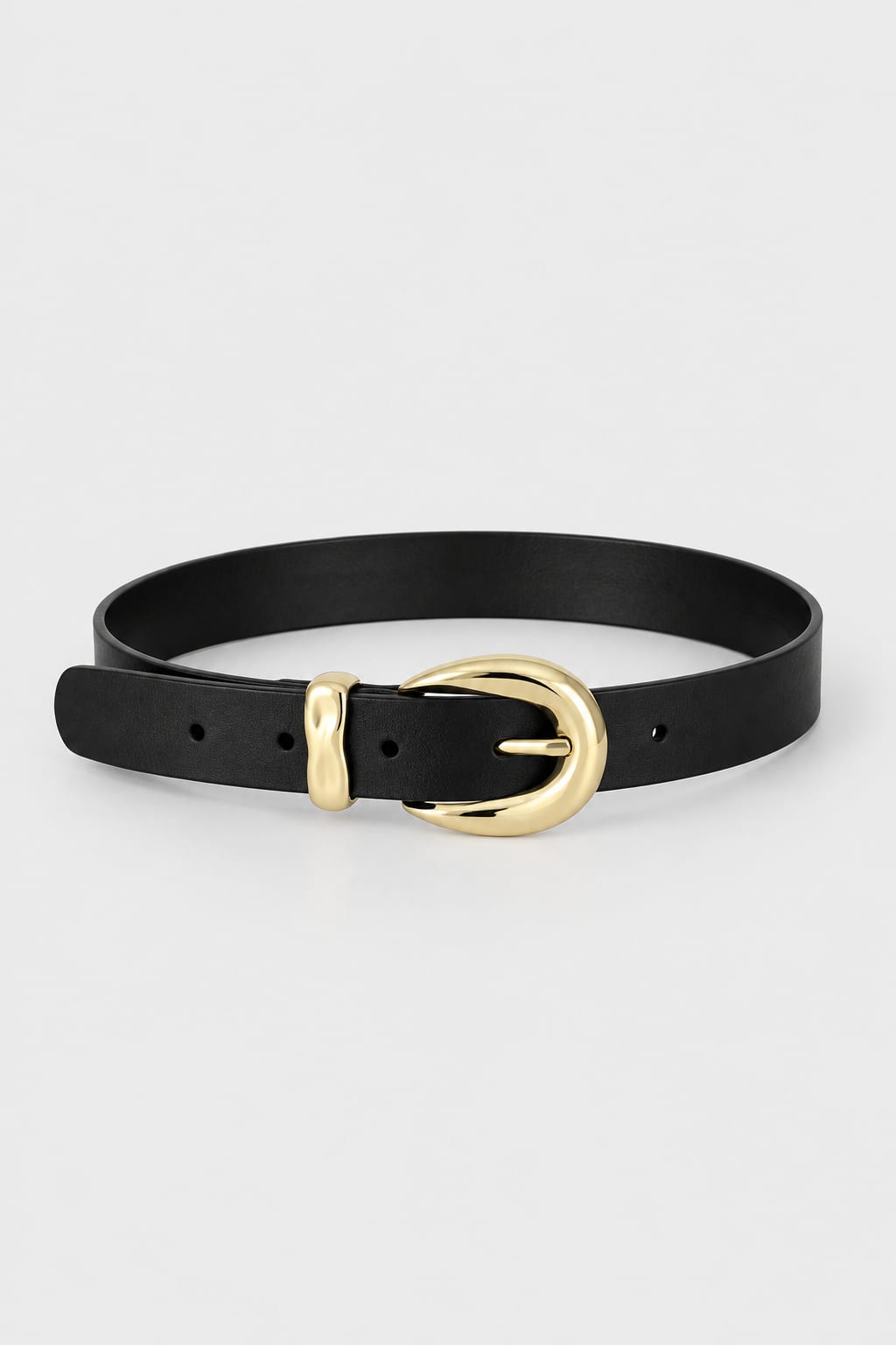 Belt | Black Sculpted Gold Oval Buckle